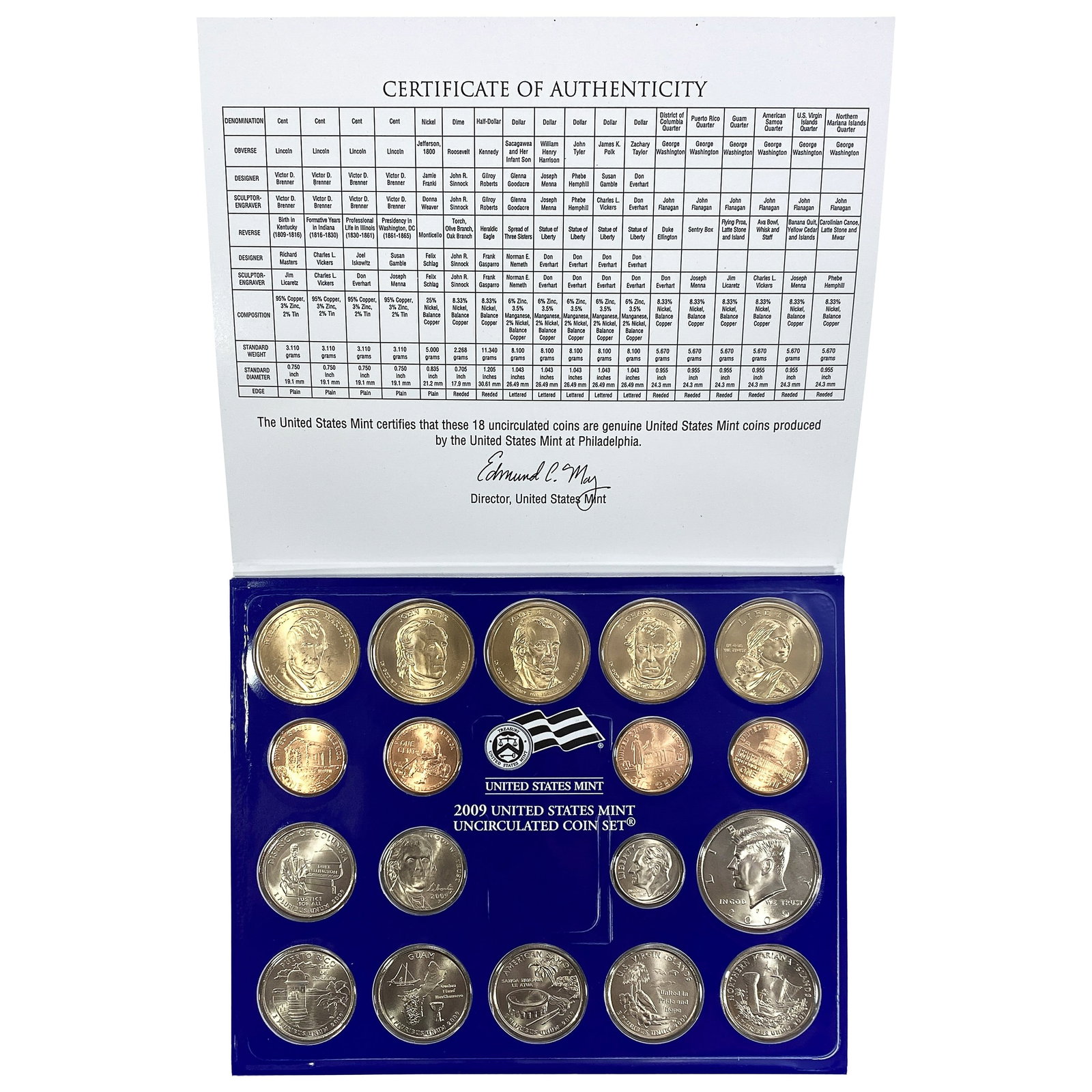 [18] 2009 U.S. Mint UNC Coin Set Philly: [18] 2009 U.S. Mint UNC Coin Set Philly