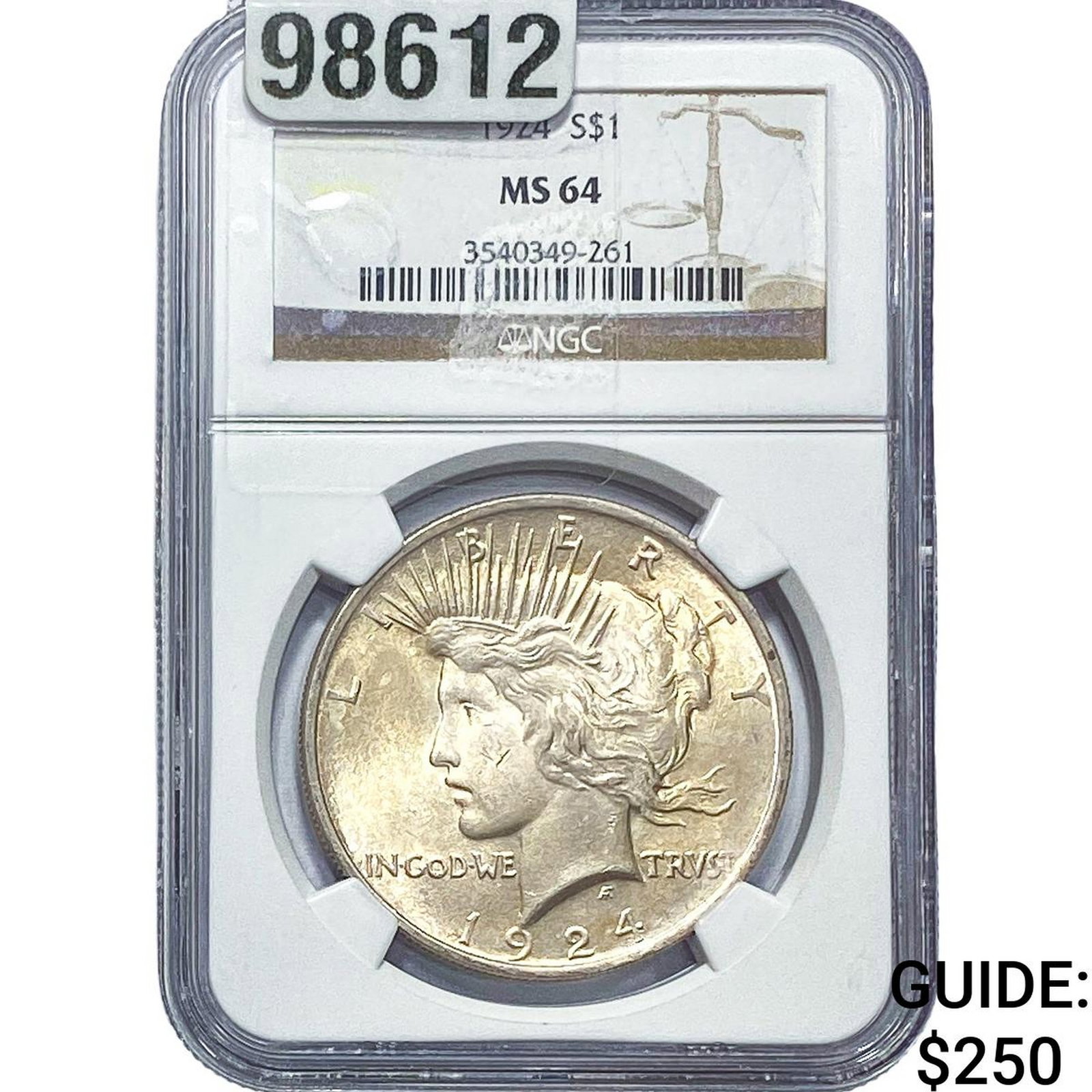 1924 Silver Peace Dollar NGC MS64: 1924 Silver Peace Dollar NGC MS64