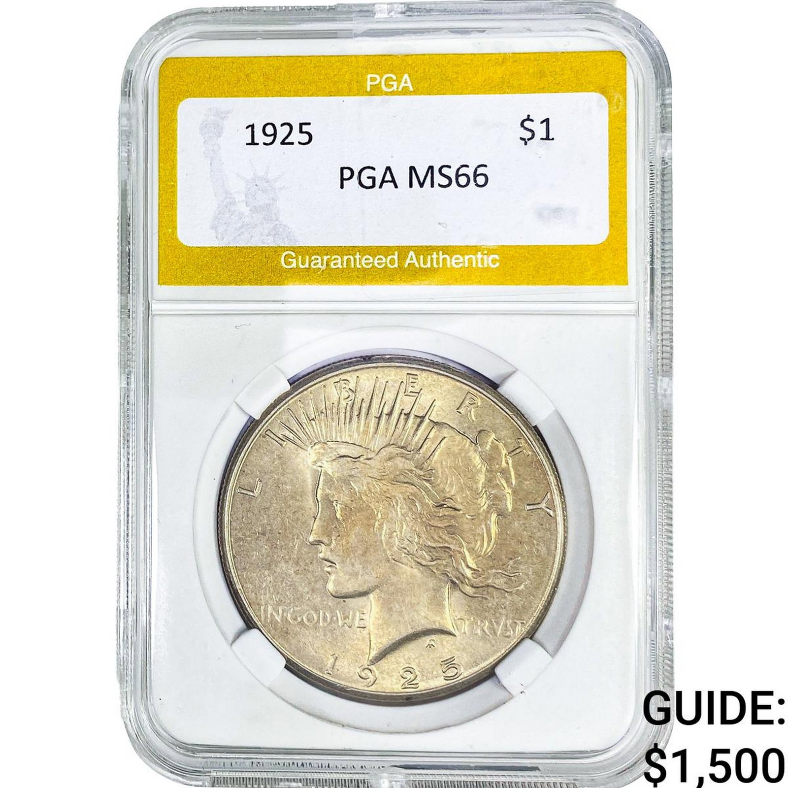 1925 Silver Peace Dollar PGA MS66: 1925 Silver Peace Dollar PGA MS66
