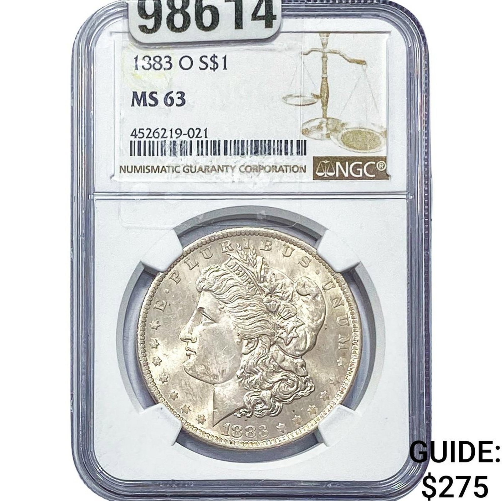 1883-O Morgan Silver Dollar NGC MS63: 1883-O Morgan Silver Dollar NGC MS63