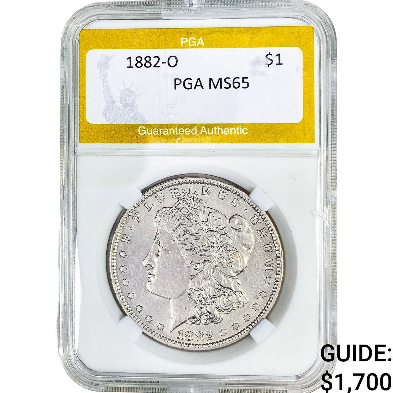 1882-O Morgan Silver Dollar PGA MS65: 1882-O Morgan Silver Dollar PGA MS65