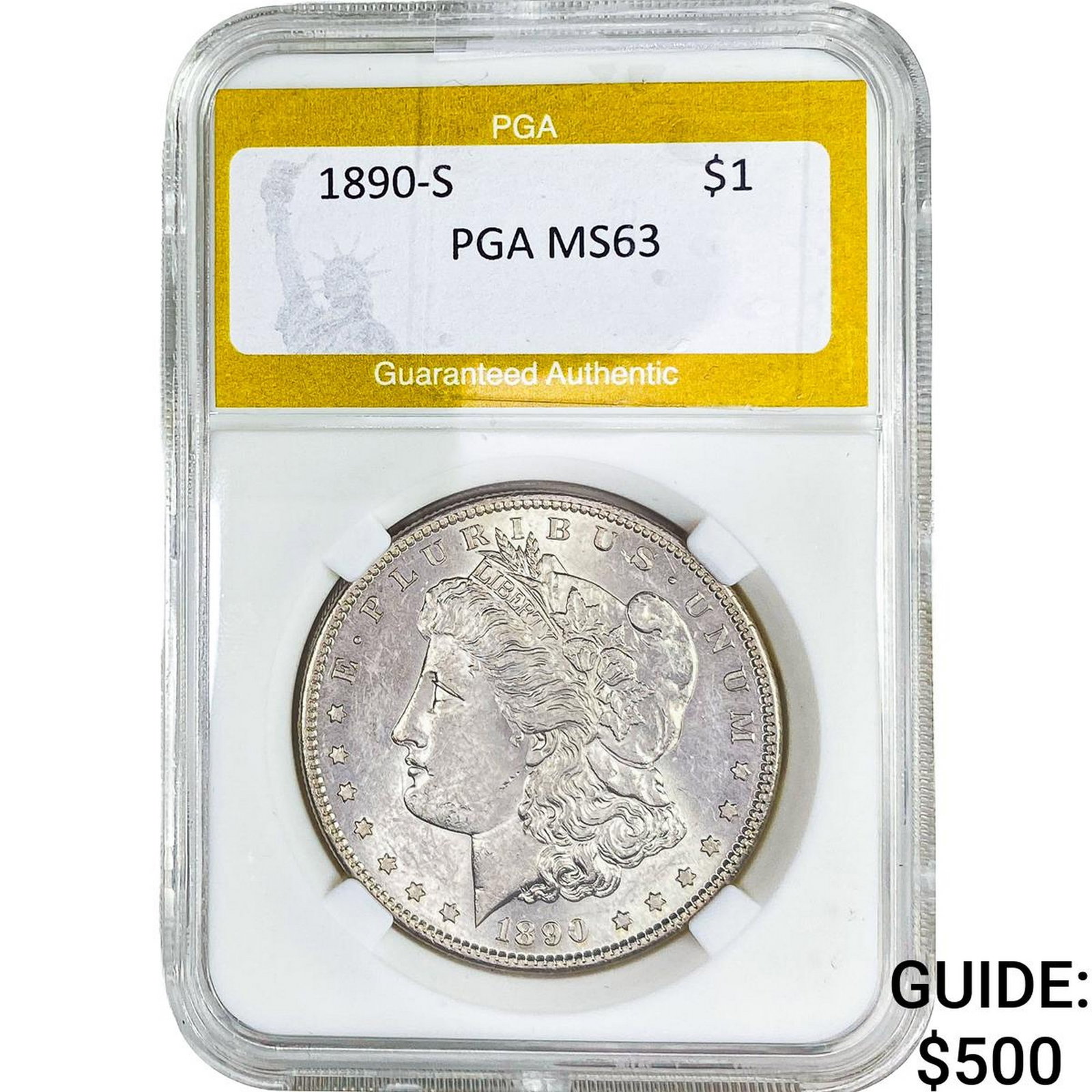 1890-S Morgan Silver Dollar PGA MS63: 1890-S Morgan Silver Dollar PGA MS63