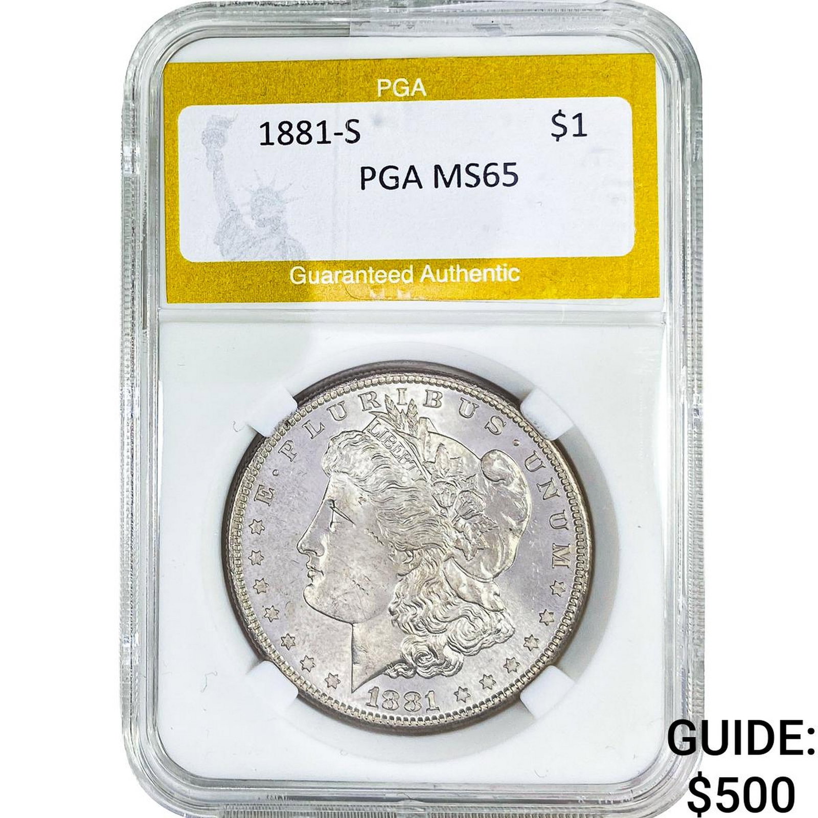 1881-S Morgan Silver Dollar PGA MS65: 1881-S Morgan Silver Dollar PGA MS65