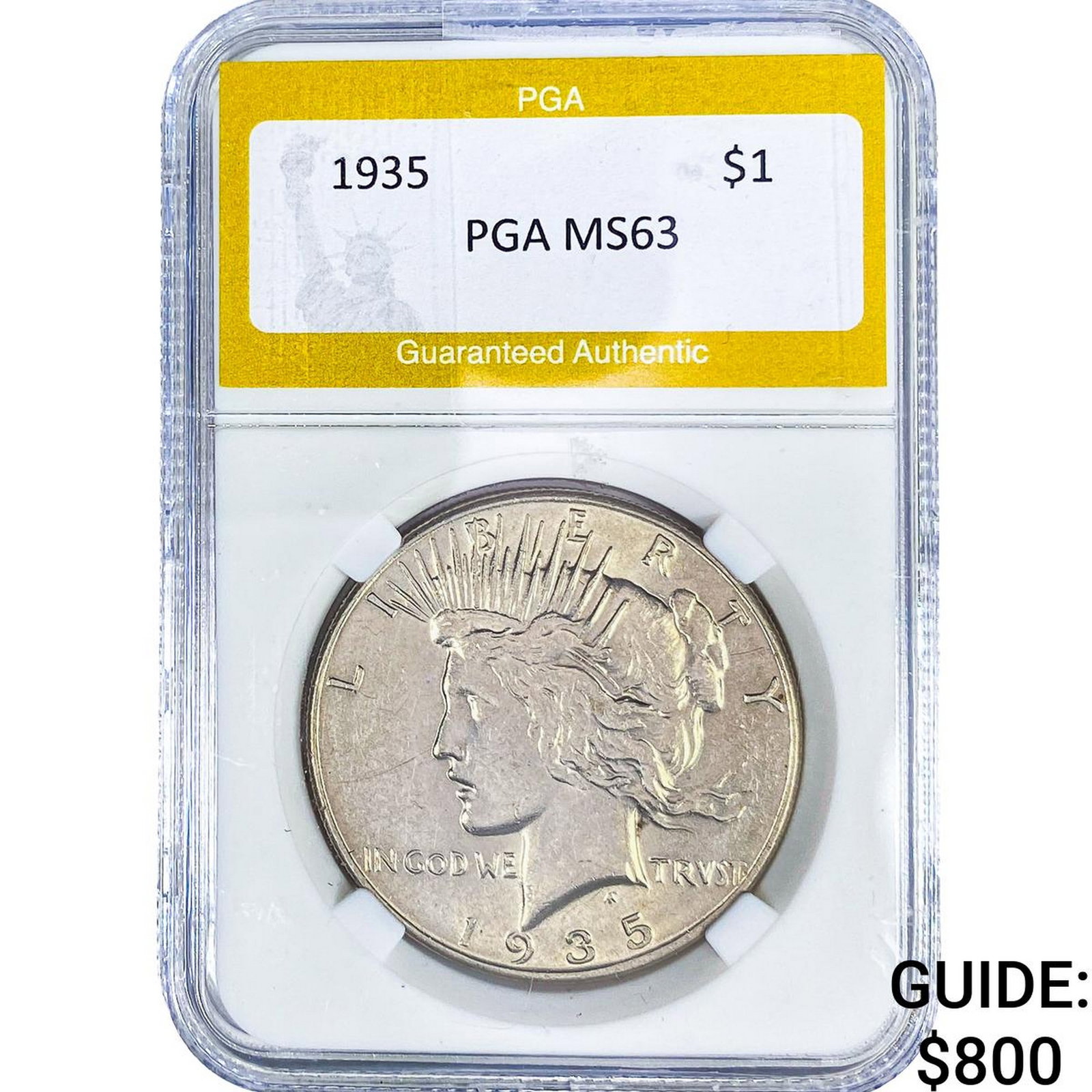 1935 Silver Peace Dollar PGA MS63: 1935 Silver Peace Dollar PGA MS63
