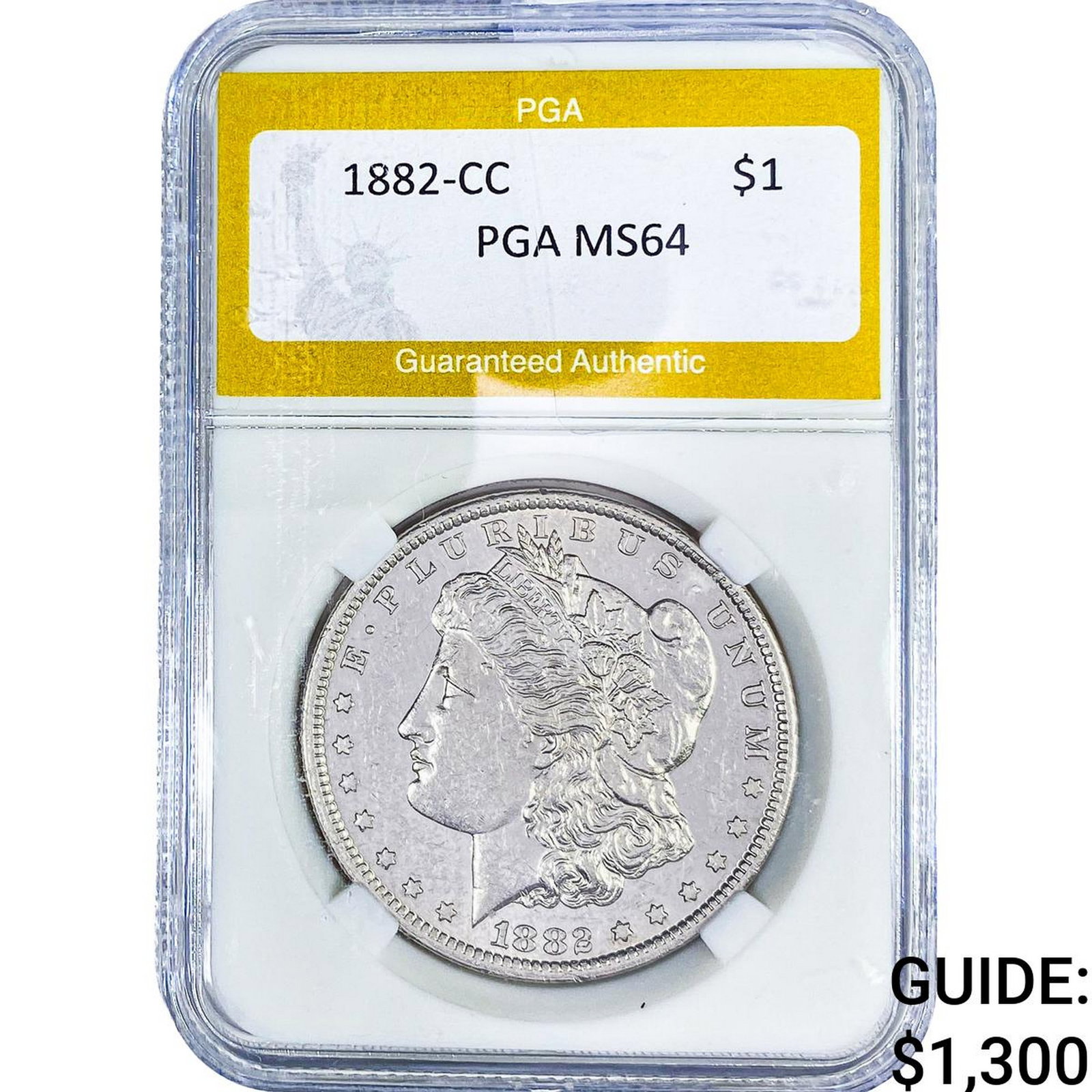 1882-CC Morgan Silver Dollar PGA MS64: 1882-CC Morgan Silver Dollar PGA MS64