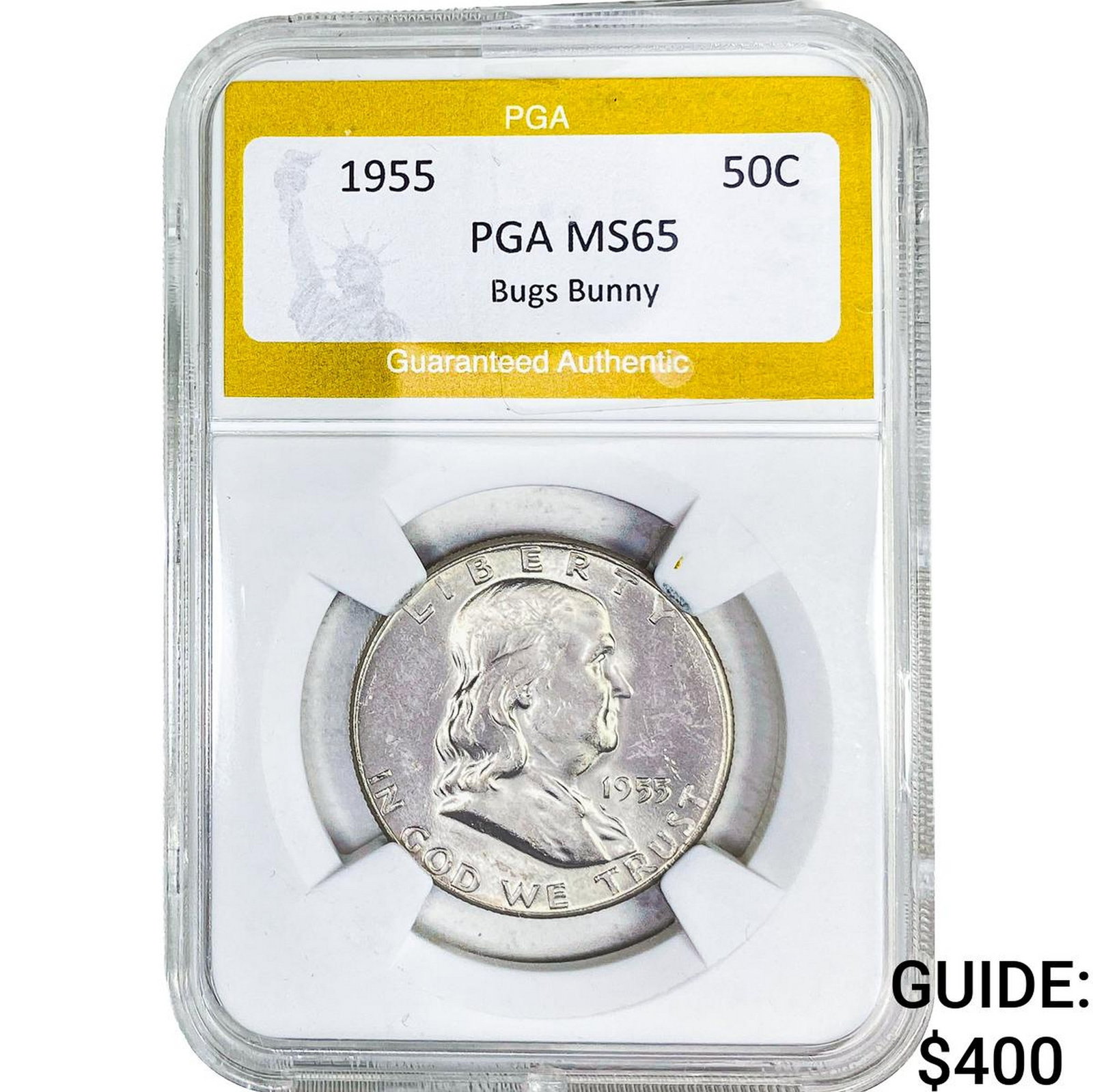 1955 Franklin Half Dollar PGA MS65 Bugs Bunny: 1955 Franklin Half Dollar PGA MS65 Bugs Bunny