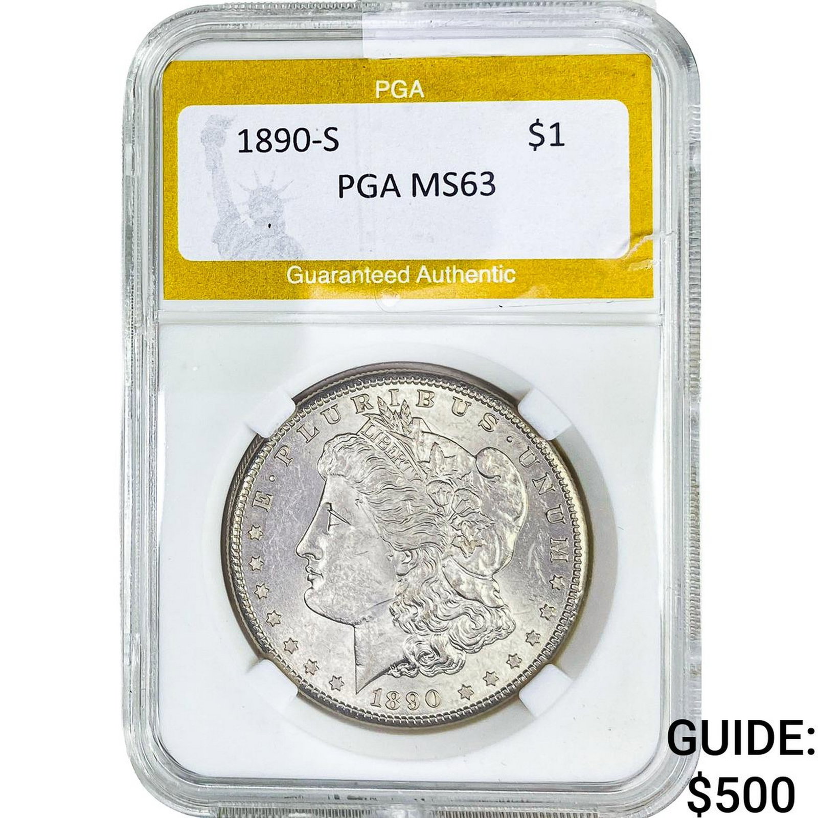 1890-S Morgan Silver Dollar PGA MS63: 1890-S Morgan Silver Dollar PGA MS63