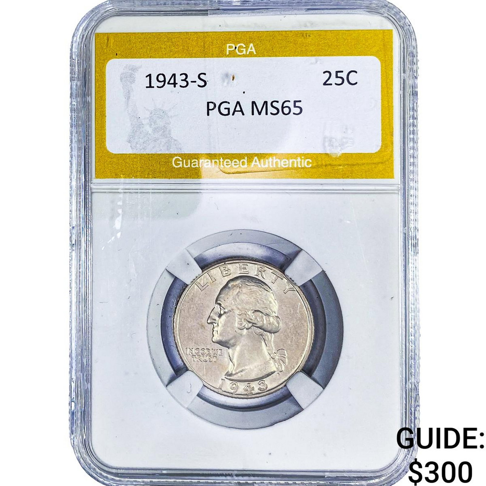 1943-S Washington Silver Quarter PGA MS65: 1943-S Washington Silver Quarter PGA MS65