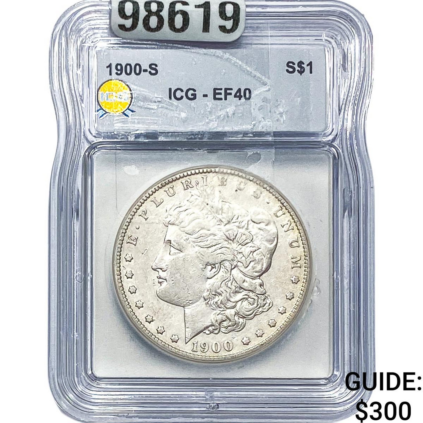 1900-S Morgan Silver Dollar ICG EF40: 1900-S Morgan Silver Dollar ICG EF40