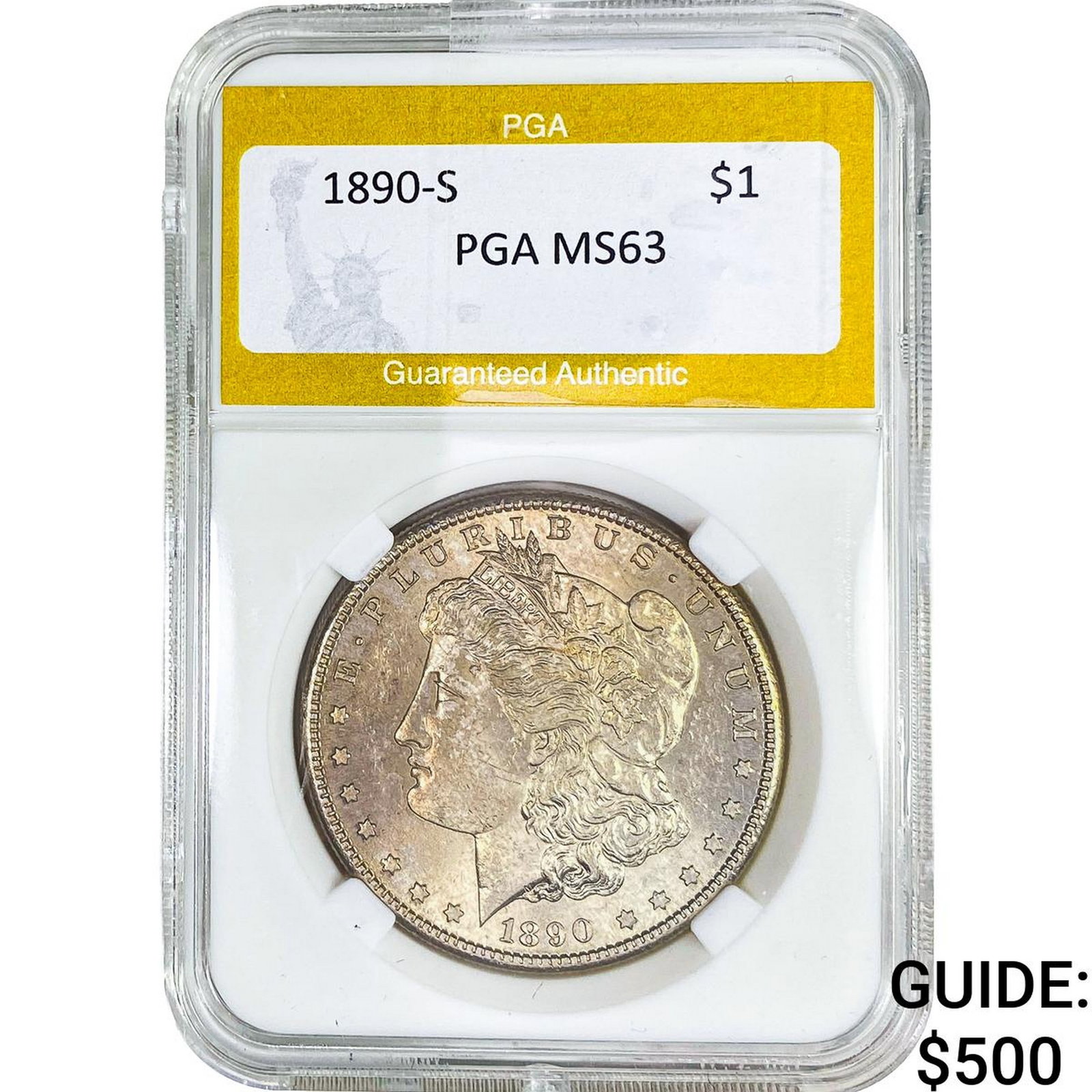 1890-S Morgan Silver Dollar PGA MS63: 1890-S Morgan Silver Dollar PGA MS63