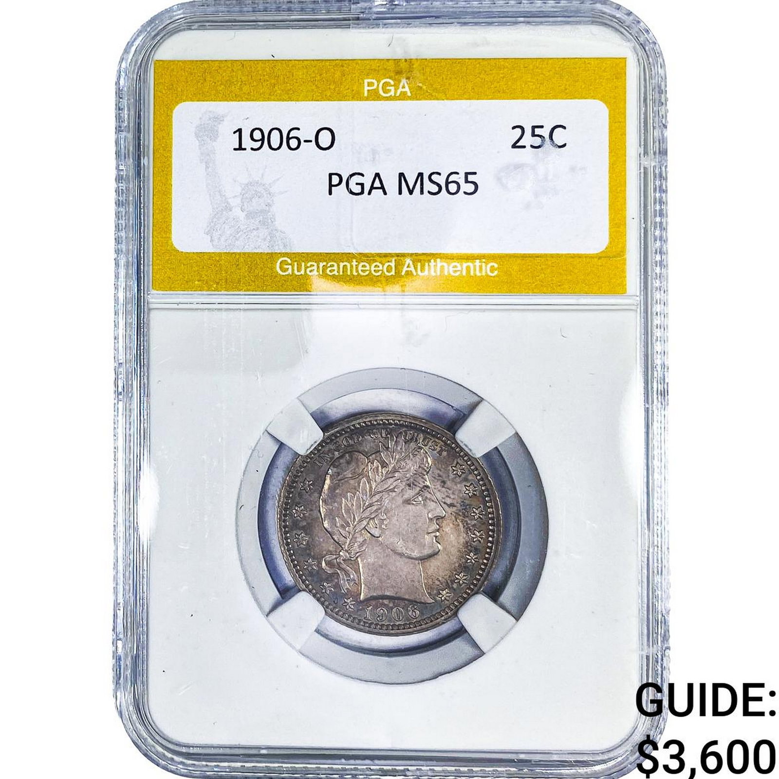 1906-O Barber Quarter PGA MS65: 1906-O Barber Quarter PGA MS65