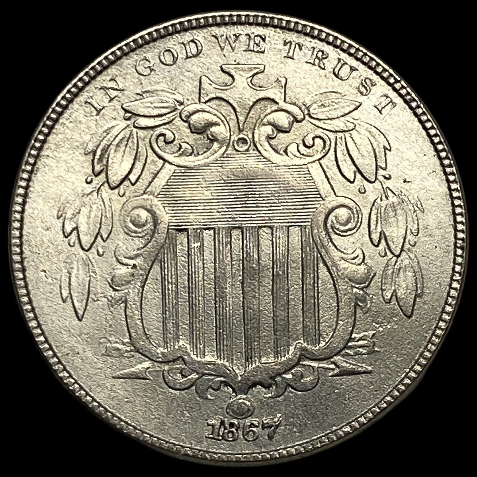 1867 Shield Nickel CLOSELY UNCIRCULATED (1 of 2)