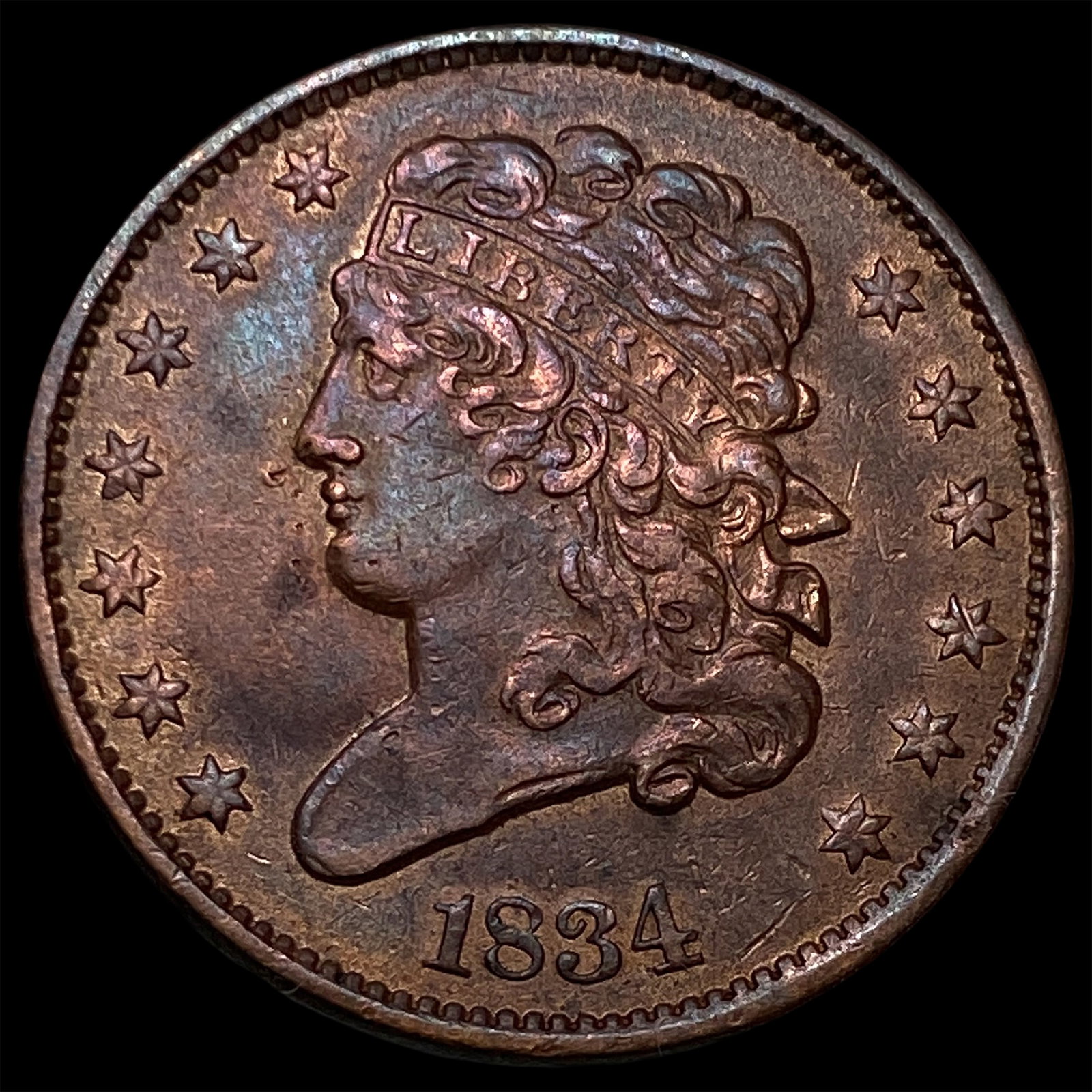 1834 RD Classic Head Half Cent UNCIRCULATED: 1834 RD Classic Head Half Cent UNCIRCULATED