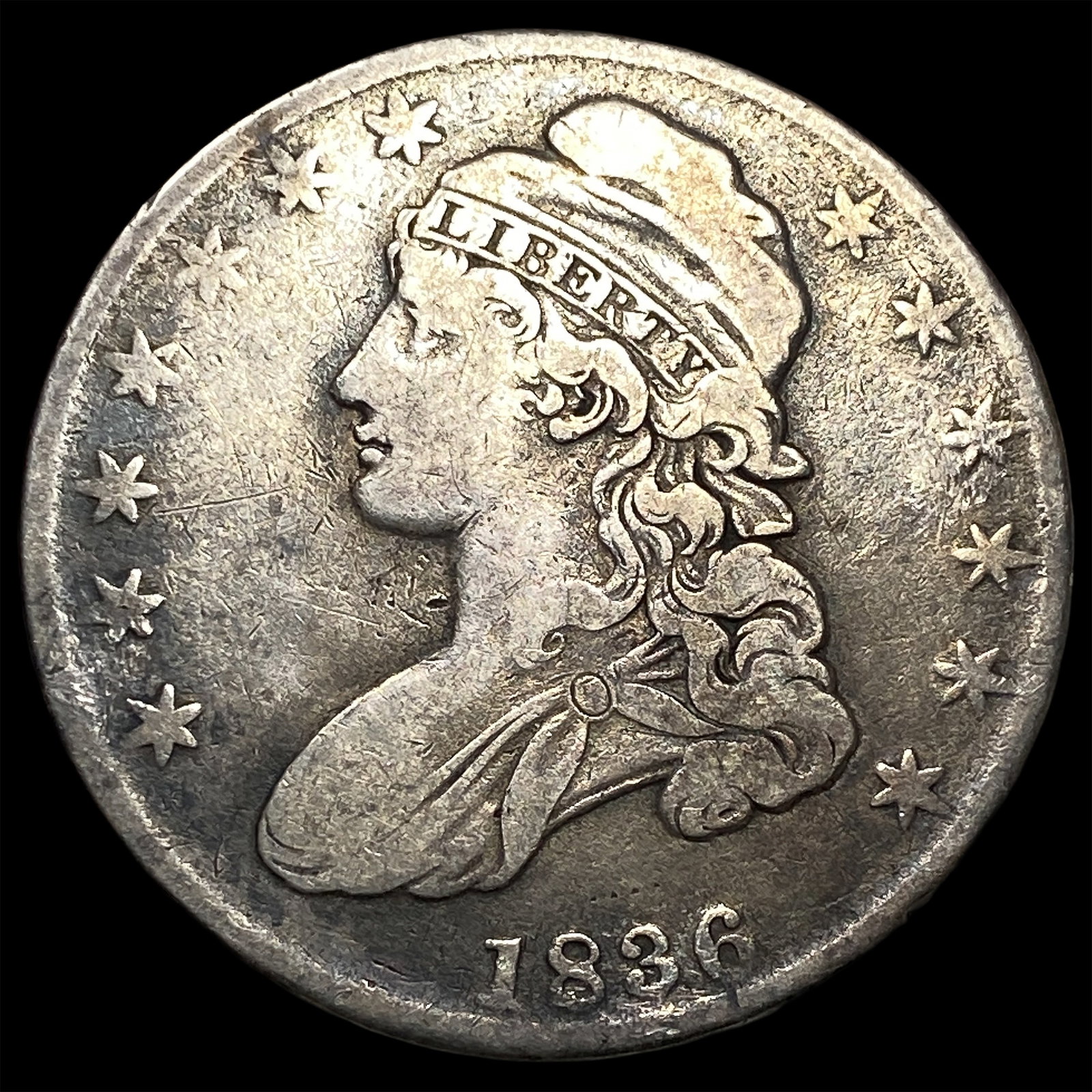 1836 Capped Bust Silver Half Dollar LIGHTLY CIRCULATED: 1836 Capped Bust Silver Half Dollar LIGHTLY CIRCULATED