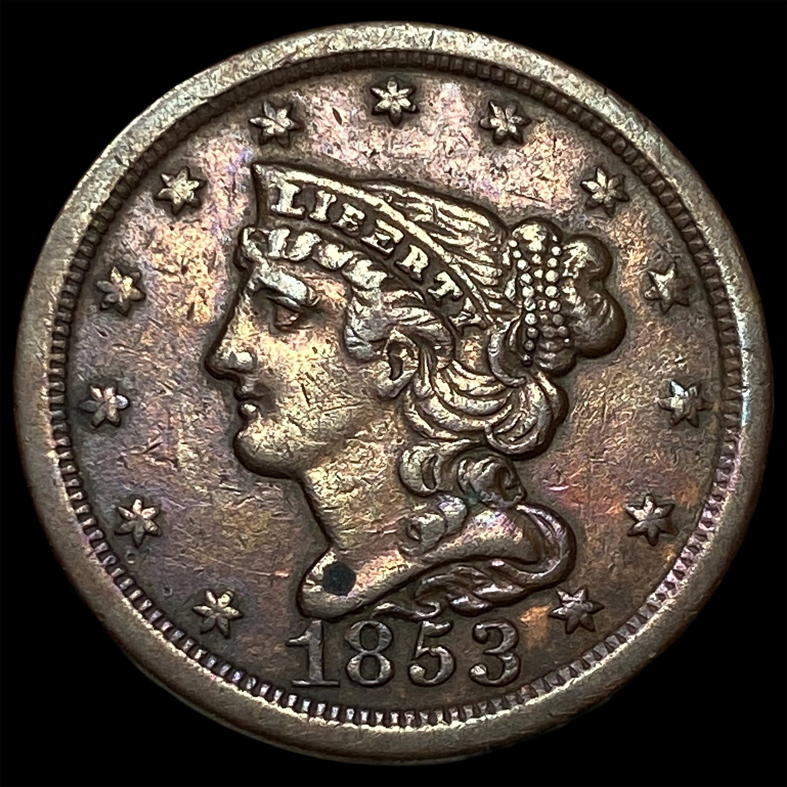 1853 RB Braided Hair Half Cent UNCIRCULATED: 1853 RB Braided Hair Half Cent UNCIRCULATED