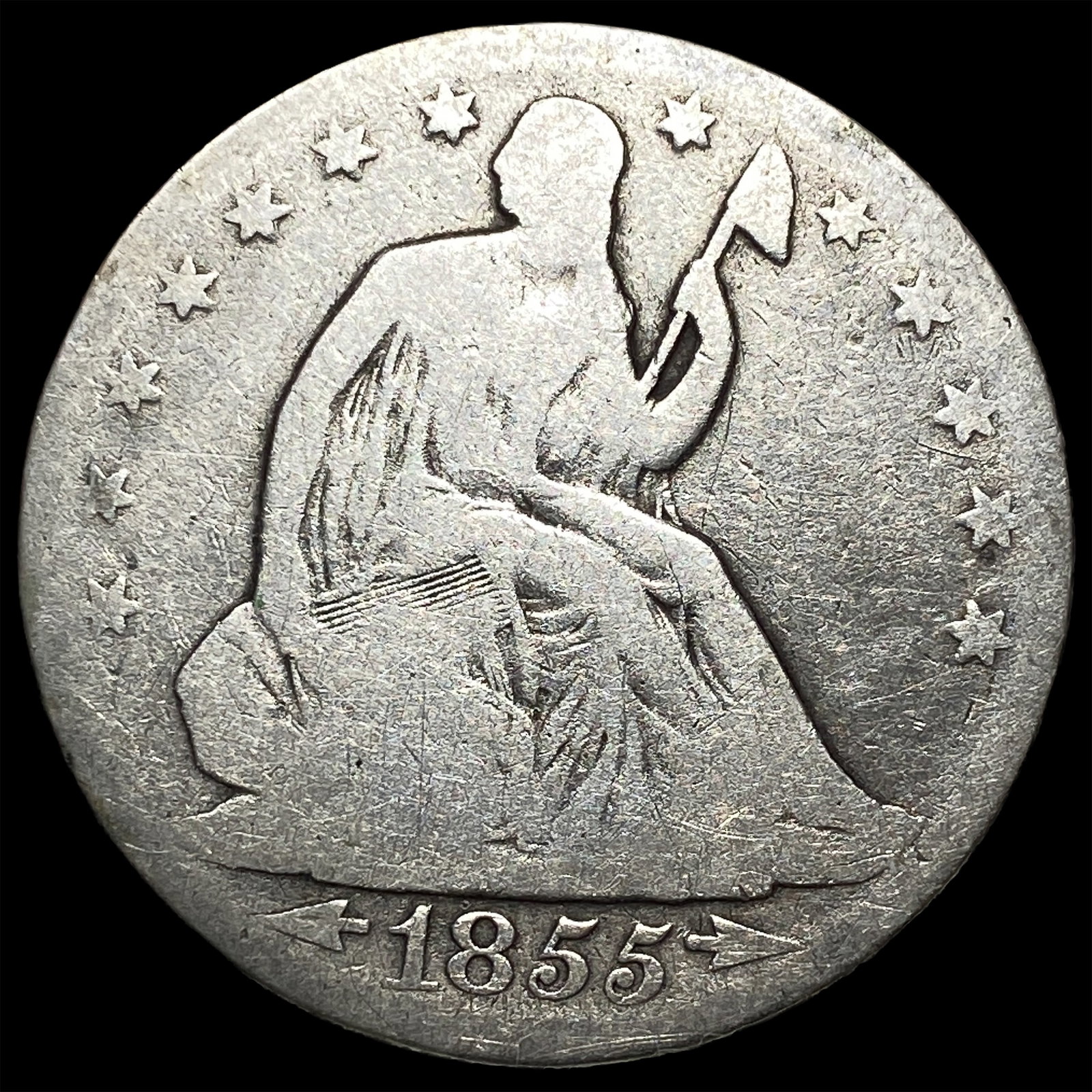 1855-O Silver Seated Liberty Half Dollar NICELY CIRCULATED: 1855-O Silver Seated Liberty Half Dollar NICELY CIRCULATED