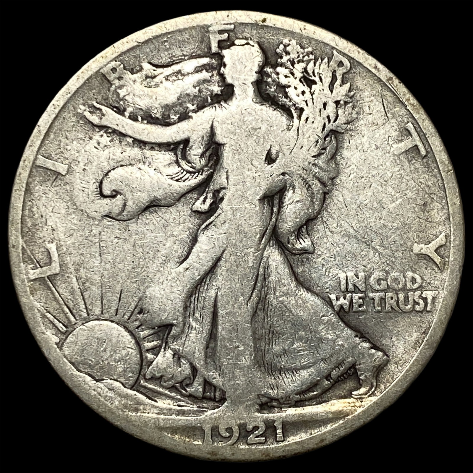 1921-S Silver Walking Liberty Half Dollar NICELY CIRCULATED: 1921-S Silver Walking Liberty Half Dollar NICELY CIRCULATED