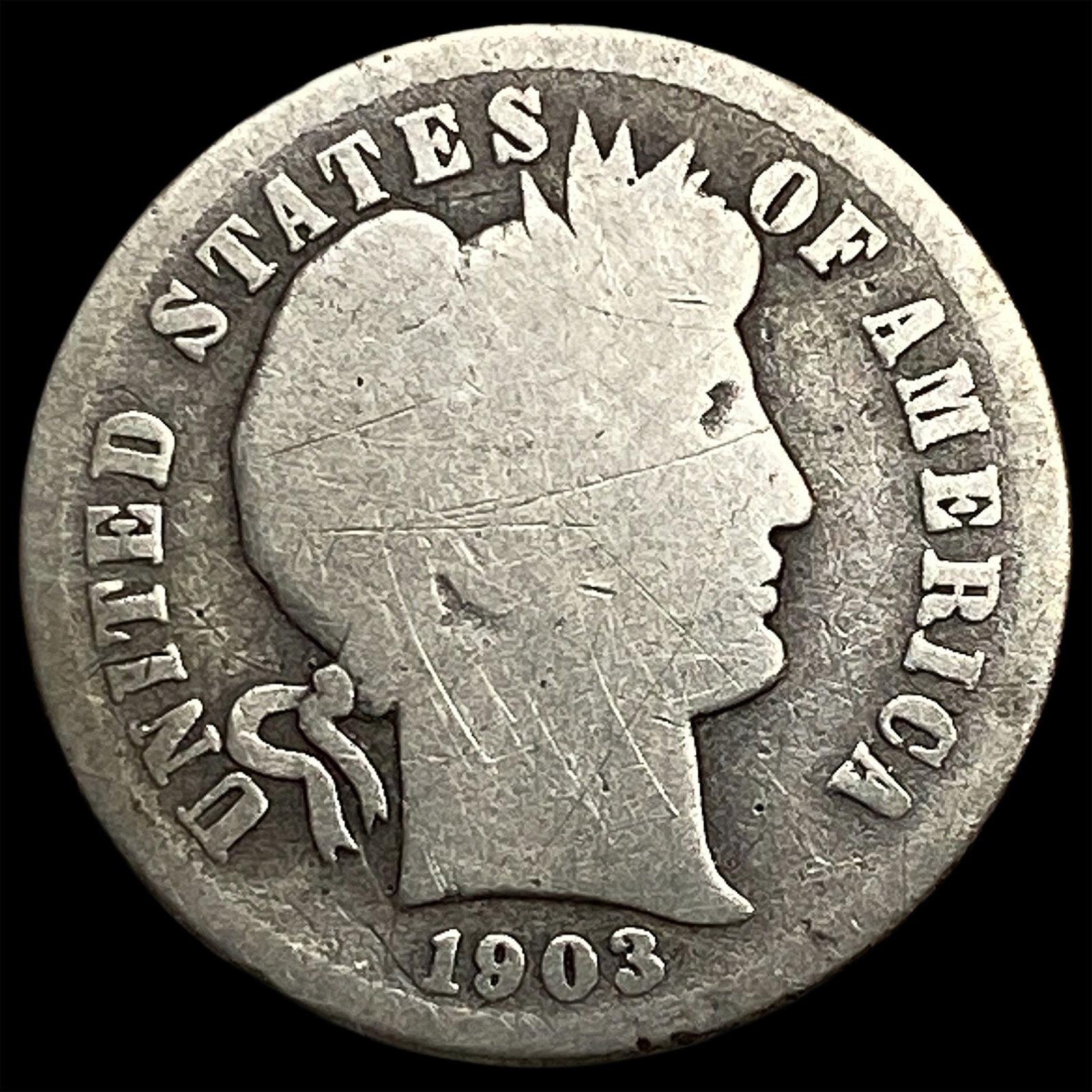 1903-S Silver Barber Dime NICELY CIRCULATED: 1903-S Silver Barber Dime NICELY CIRCULATED