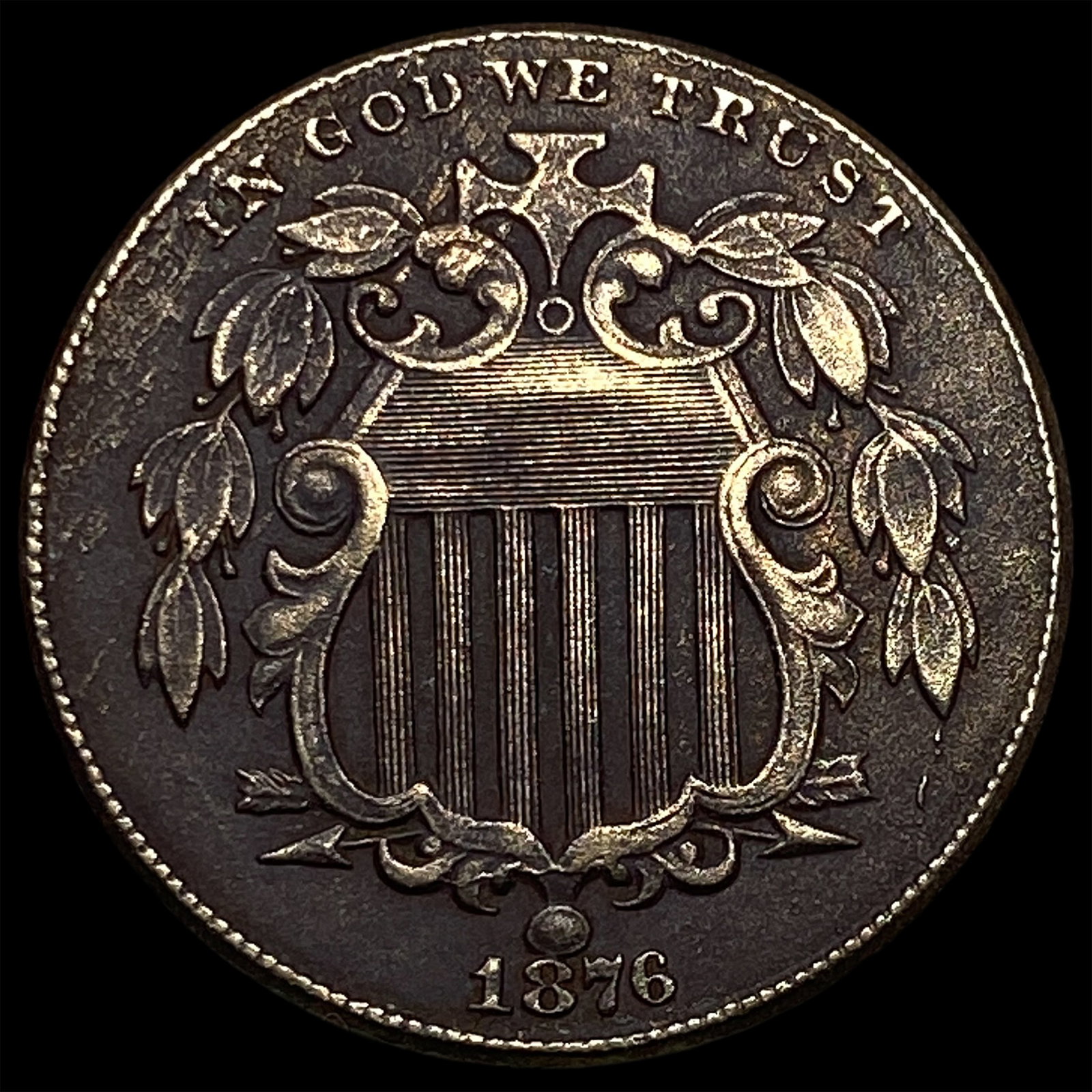 1876 Shield Nickel CLOSELY UNCIRCULATED (1 of 2)