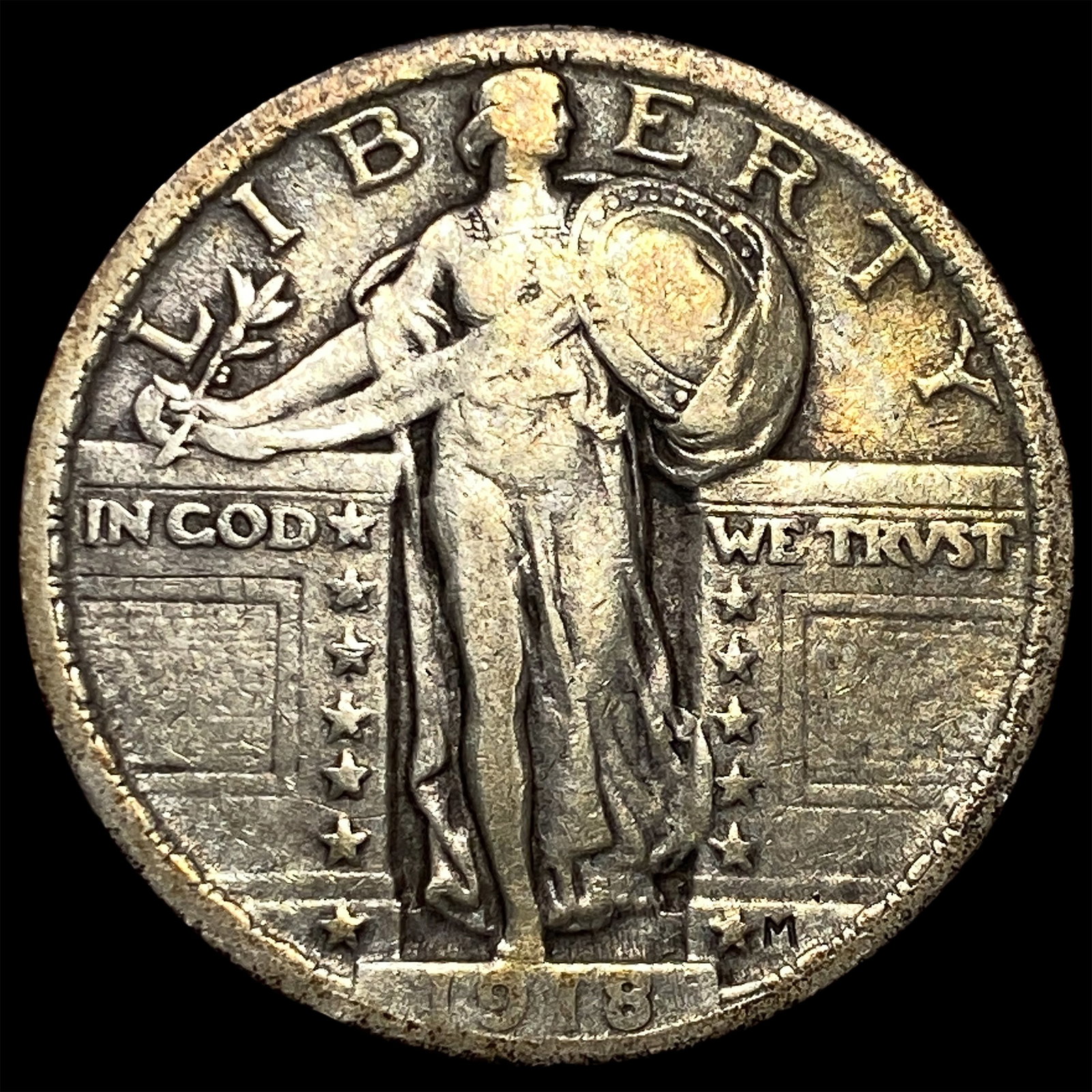 1918-S Silver Standing Liberty Quarter LIGHTLY CIRCULATED: 1918-S Silver Standing Liberty Quarter LIGHTLY CIRCULATED