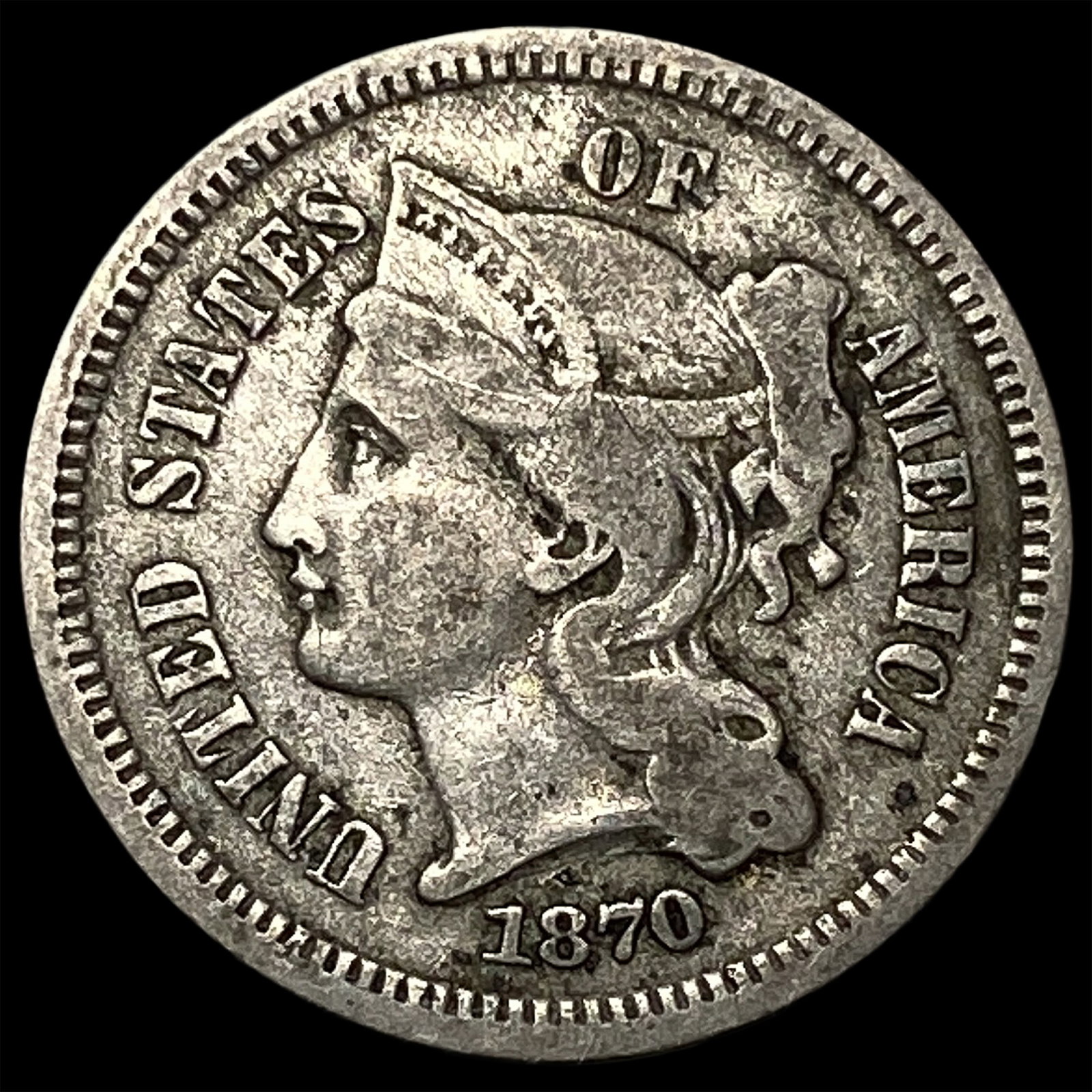 1870 Nickel Three-Cent Piece NEARLY UNCIRCULATED (1 of 2)