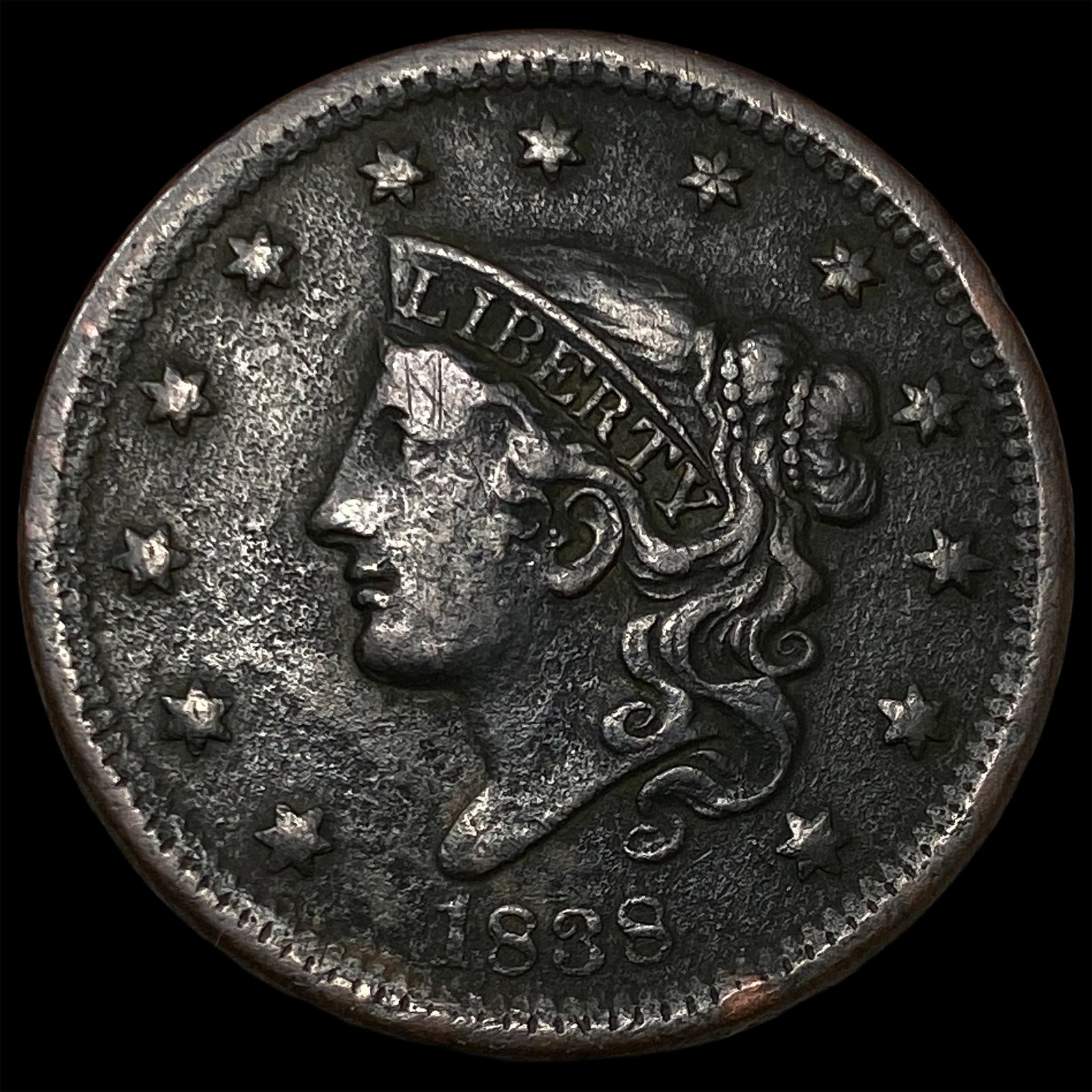 1838 BN Coronet Head Large Cent CLOSELY UNCIRCULATED: 1838 BN Coronet Head Large Cent CLOSELY UNCIRCULATED