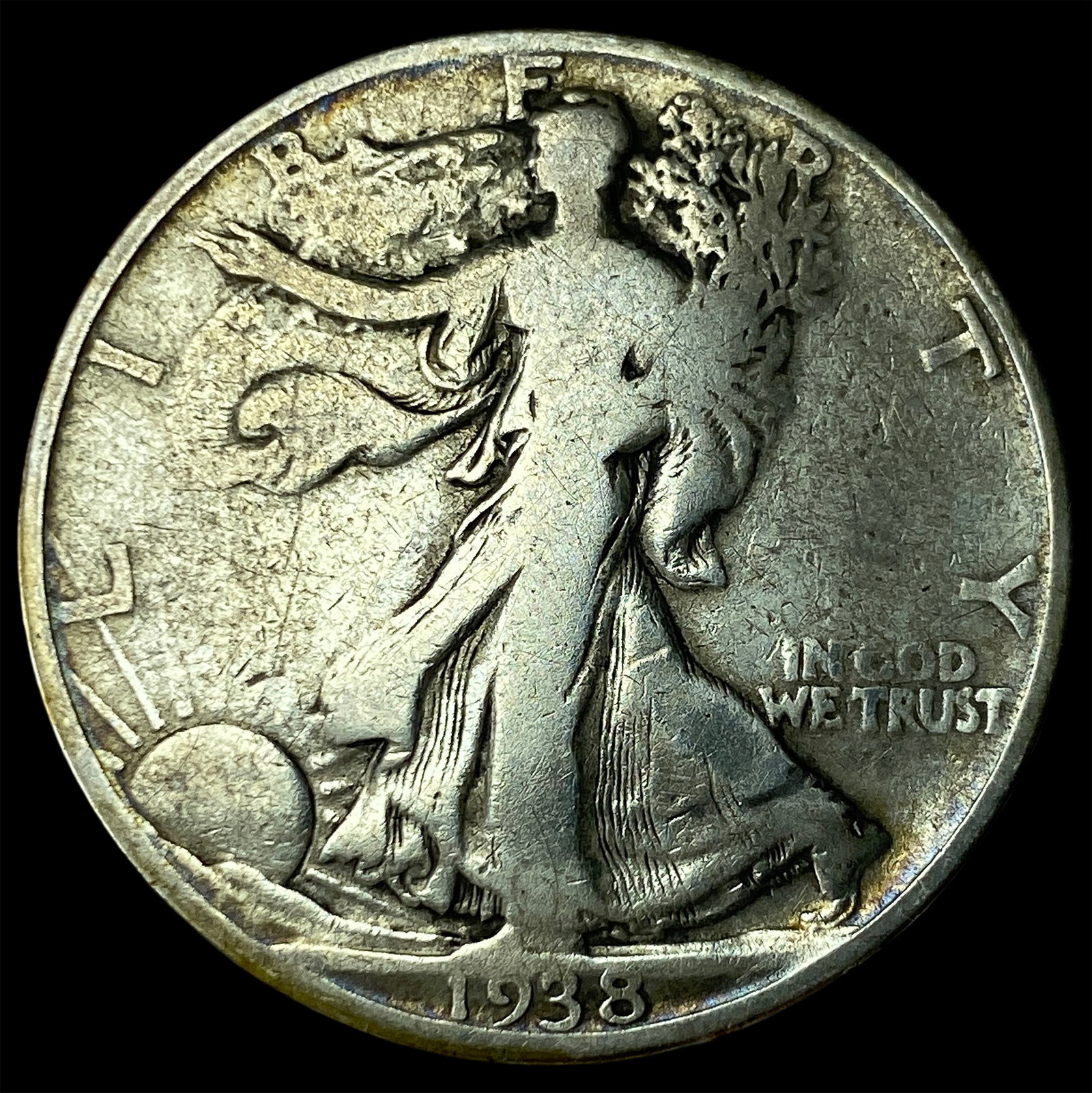 1938-D Silver Walking Liberty Half Dollar LIGHTLY CIRCULATED: 1938-D Silver Walking Liberty Half Dollar LIGHTLY CIRCULATED