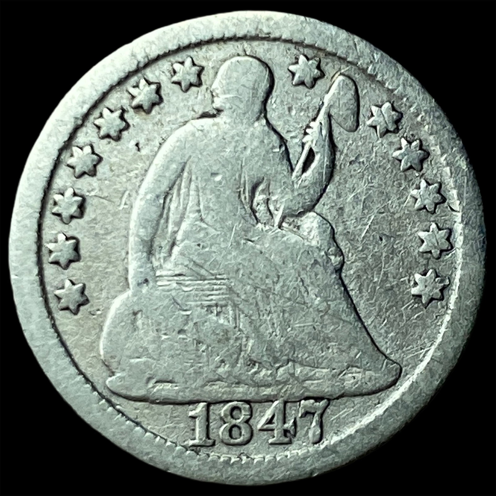 1847 Seated Liberty Half Dime NICELY CIRCULATED: 1847 Seated Liberty Half Dime NICELY CIRCULATED