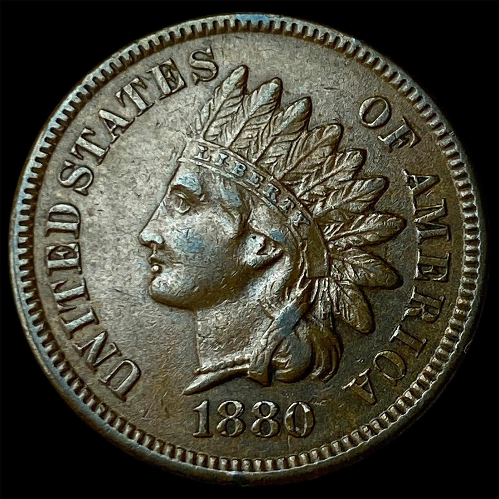 1880 RB Indian Head Cent CHOICE AU: 1880 RB Indian Head Cent CHOICE AU