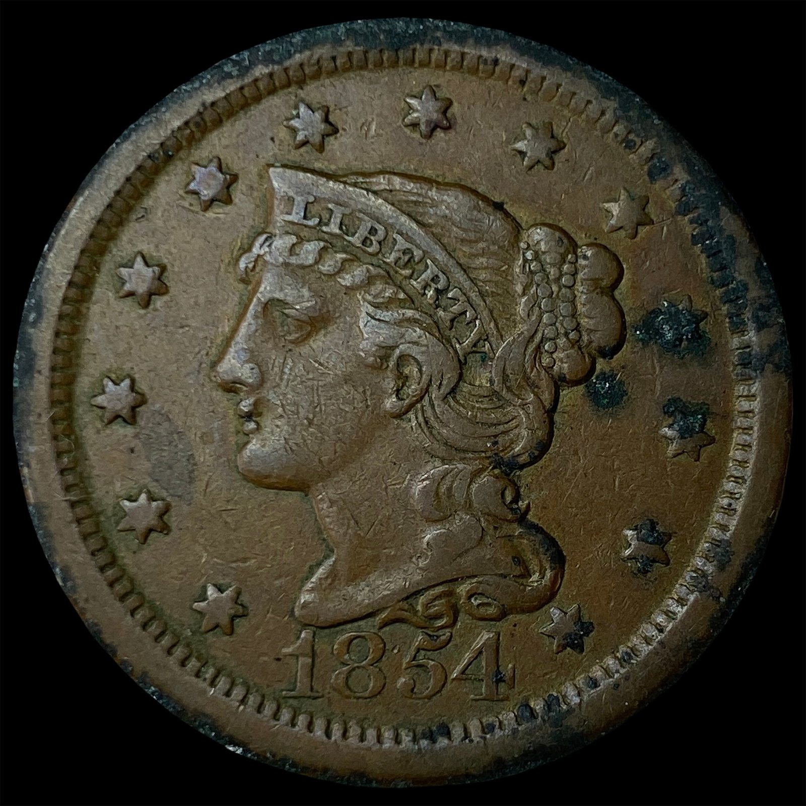 1854 Braided Hair Large Cent UNCIRCULATED (1 of 2)