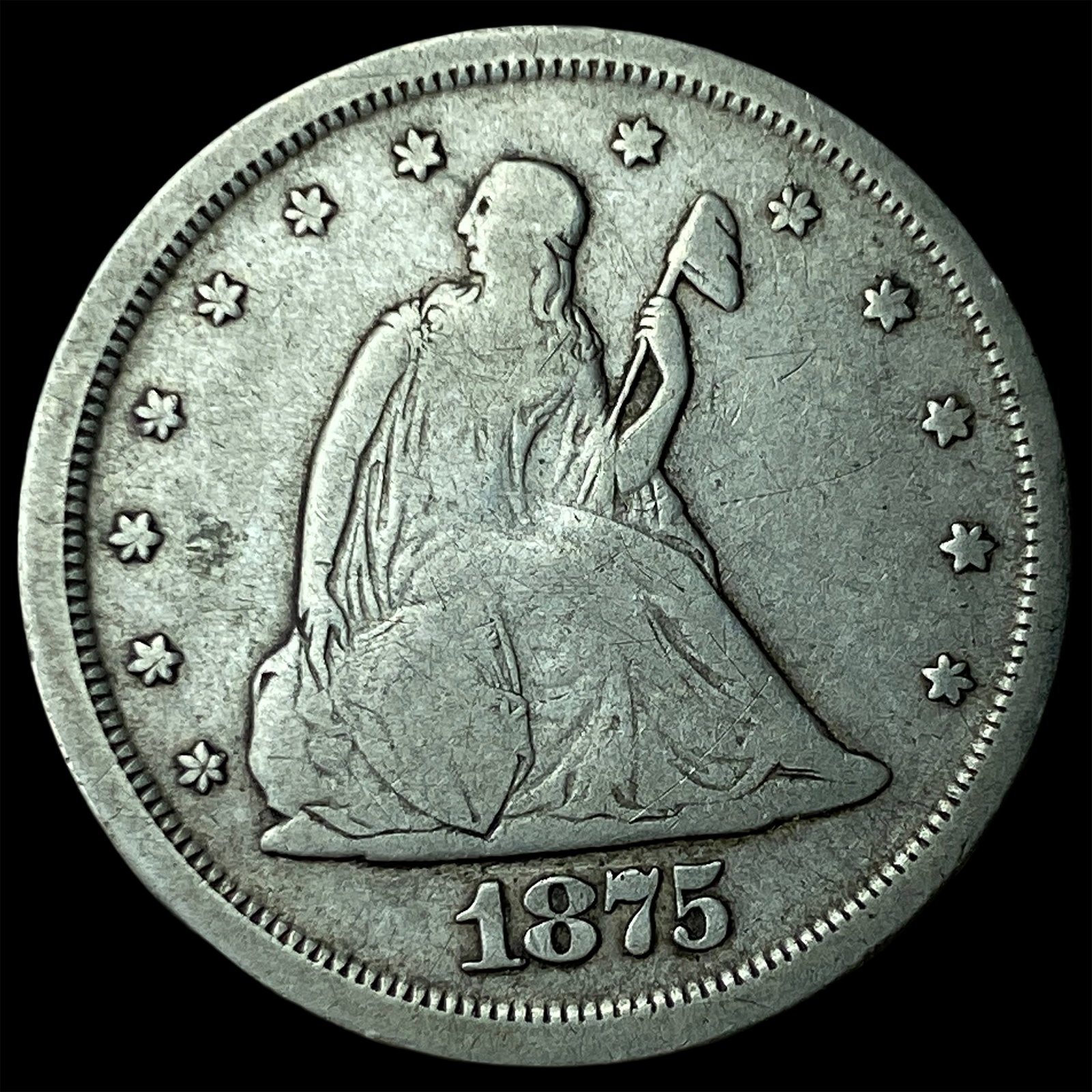 1875-S Silver Twenty Cent Piece NEARLY UNCIRCULATED: 1875-S Silver Twenty Cent Piece NEARLY UNCIRCULATED
