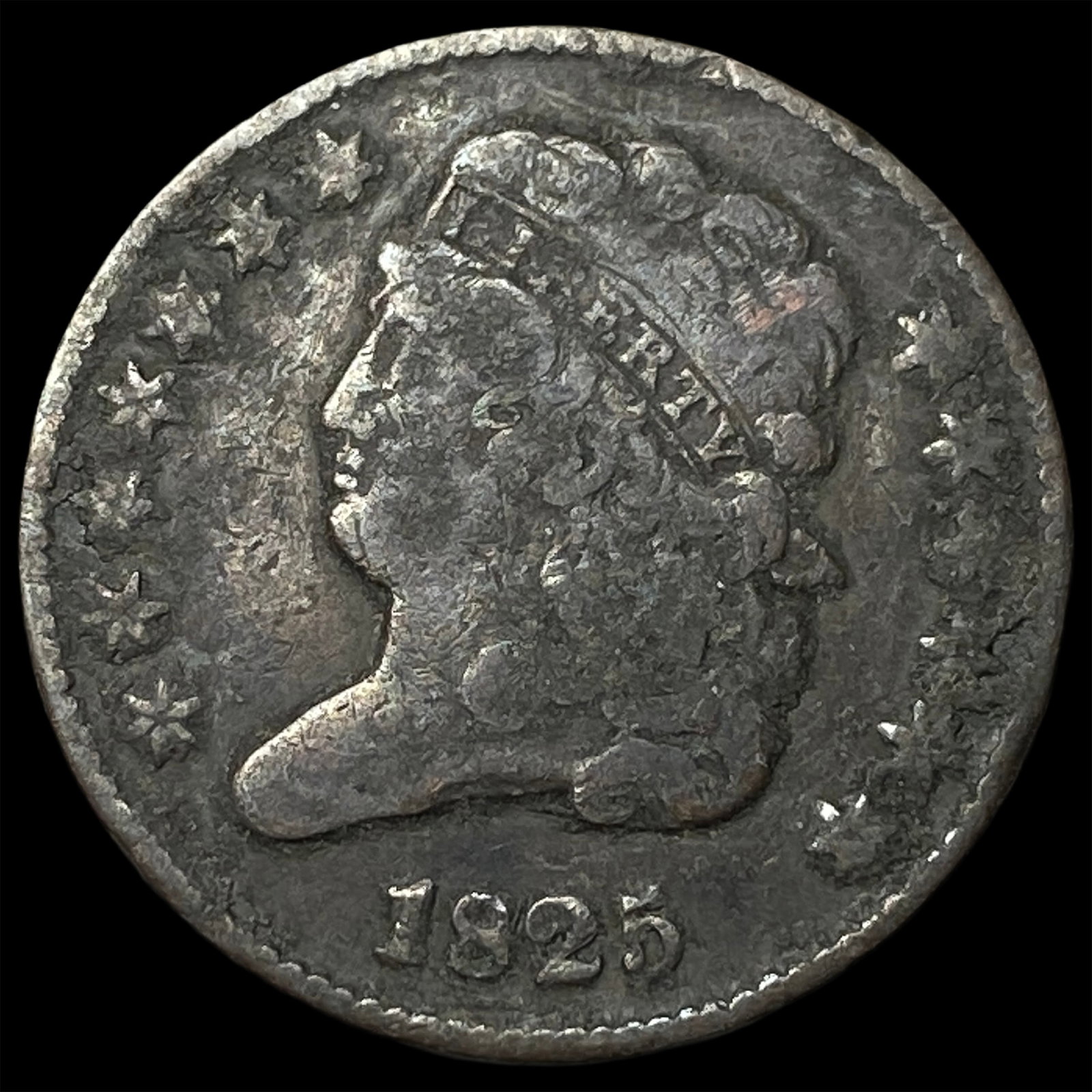 1825 Copper Half Cent LIGHTLY CIRCULATED: 1825 Copper Half Cent LIGHTLY CIRCULATED