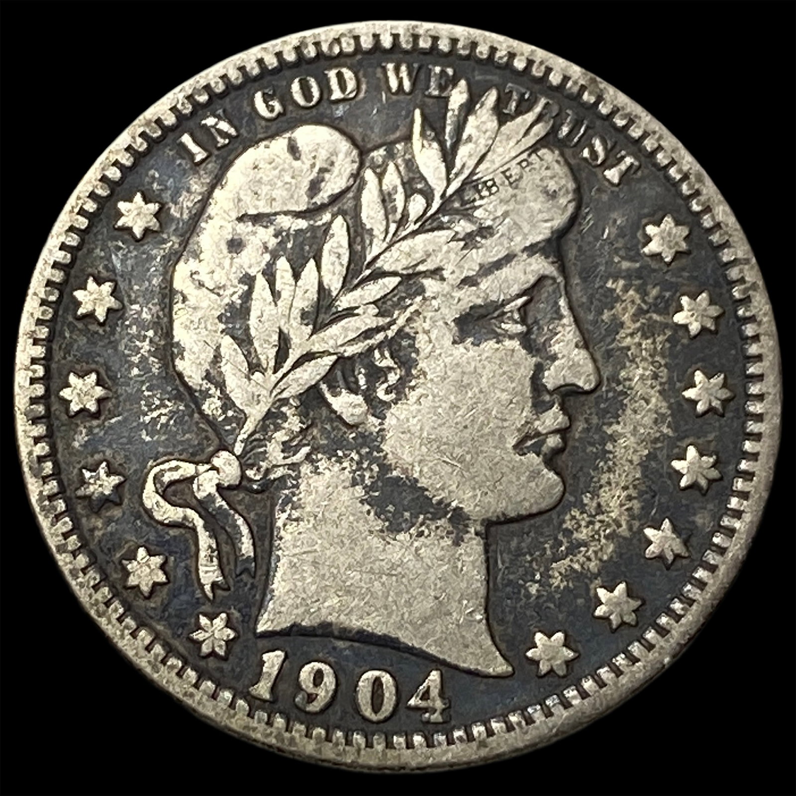 1904-O Silver Barber Quarter LIGHTLY CIRCULATED: 1904-O Silver Barber Quarter LIGHTLY CIRCULATED