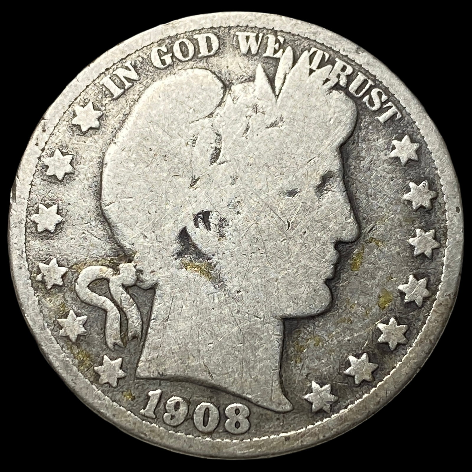1908-O Silver Barber Half Dollar NICELY CIRCULATED (1 of 2)