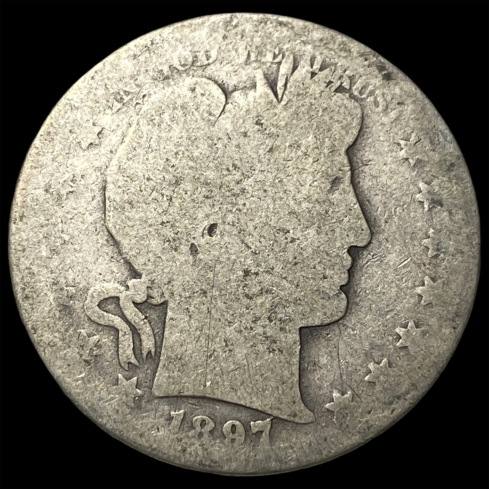 1897-S Silver Barber Quarter NICELY CIRCULATED: 1897-S Silver Barber Quarter NICELY CIRCULATED