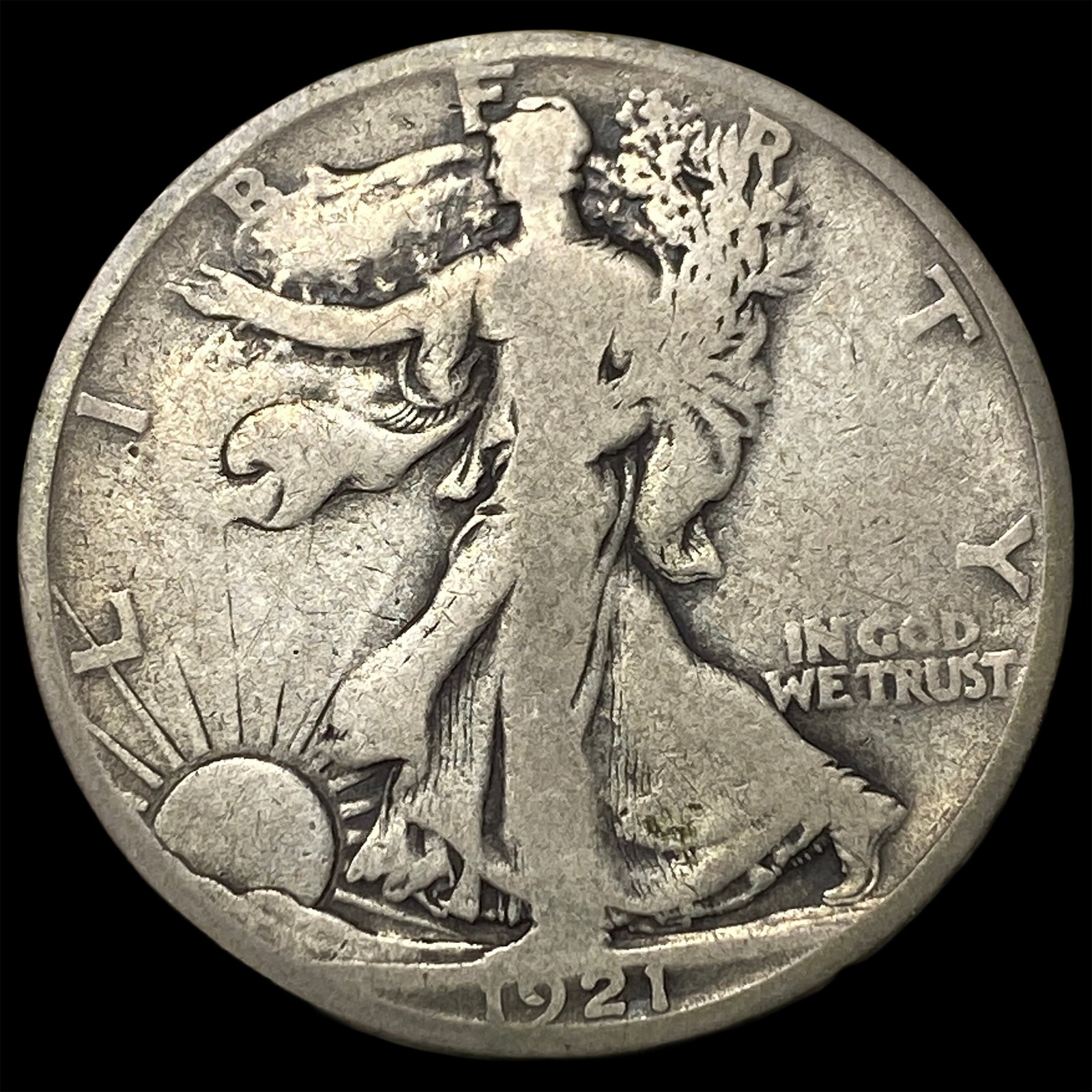 1921-S Silver Walking Liberty Half Dollar NEARLY UNCIRCULATED: 1921-S Silver Walking Liberty Half Dollar NEARLY UNCIRCULATED