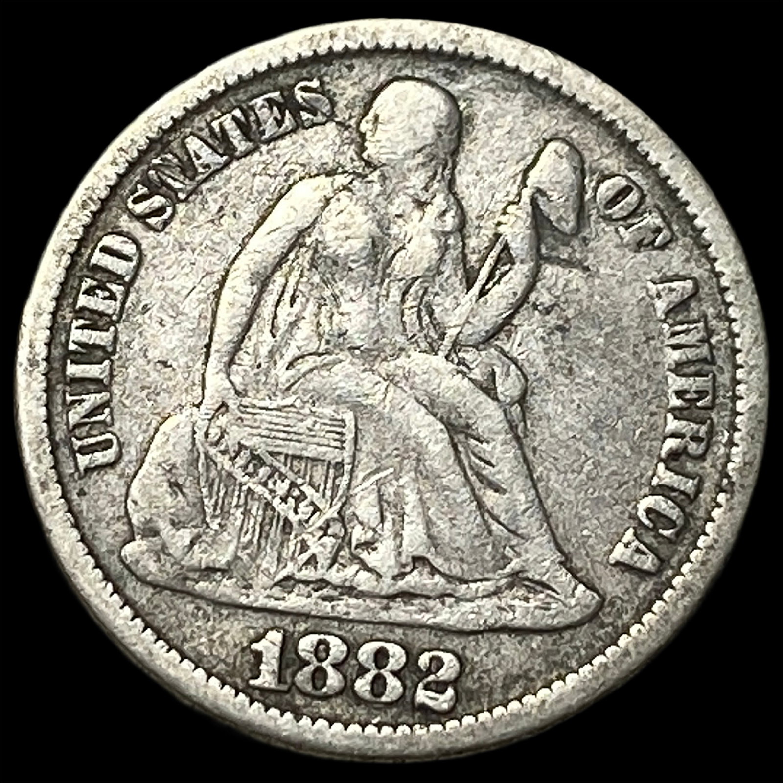 1882 Seated Liberty Dime NEARLY UNCIRCULATED: 1882 Seated Liberty Dime NEARLY UNCIRCULATED