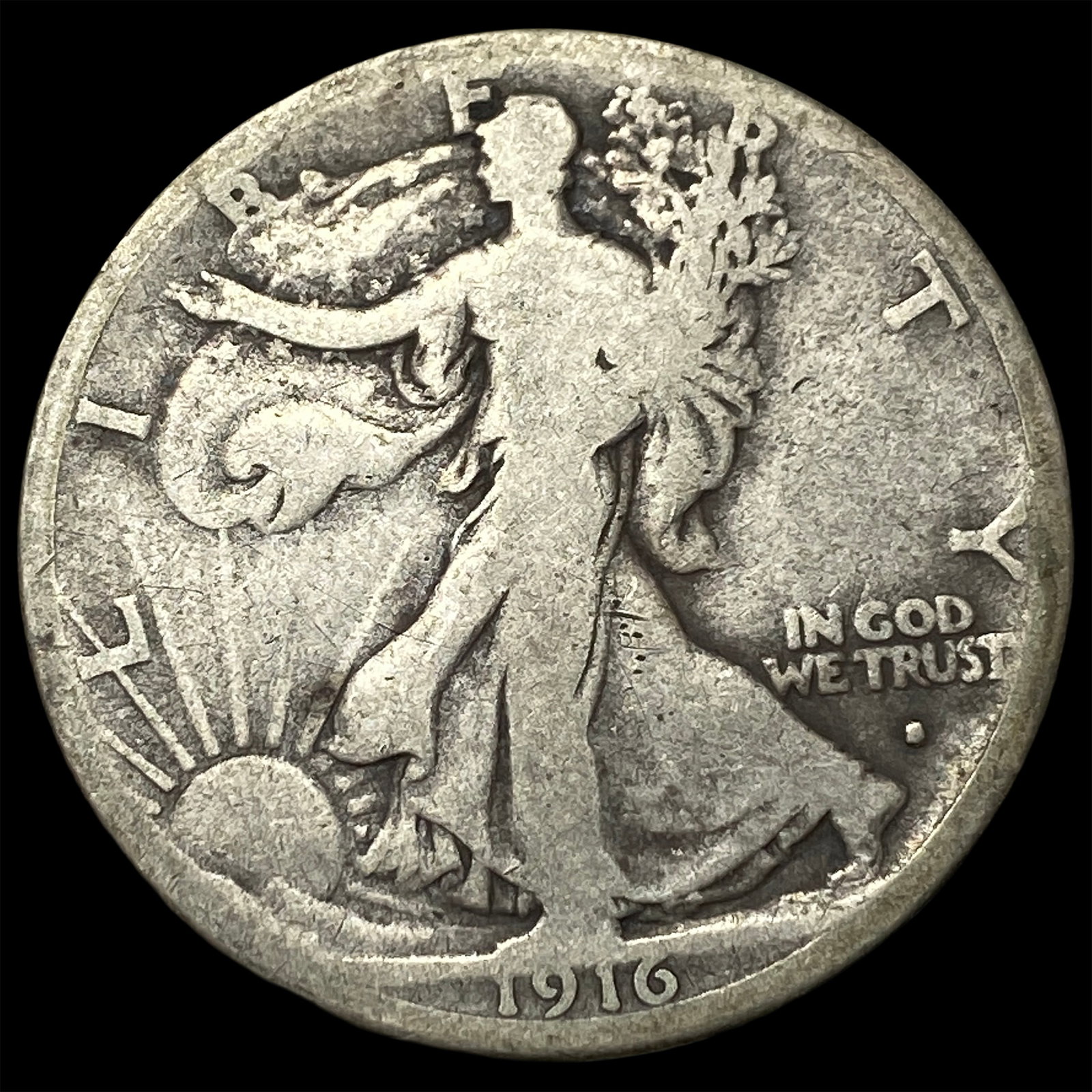 1916-S Walking Liberty Half Dollar NICELY CIRCULATED: 1916-S Walking Liberty Half Dollar NICELY CIRCULATED