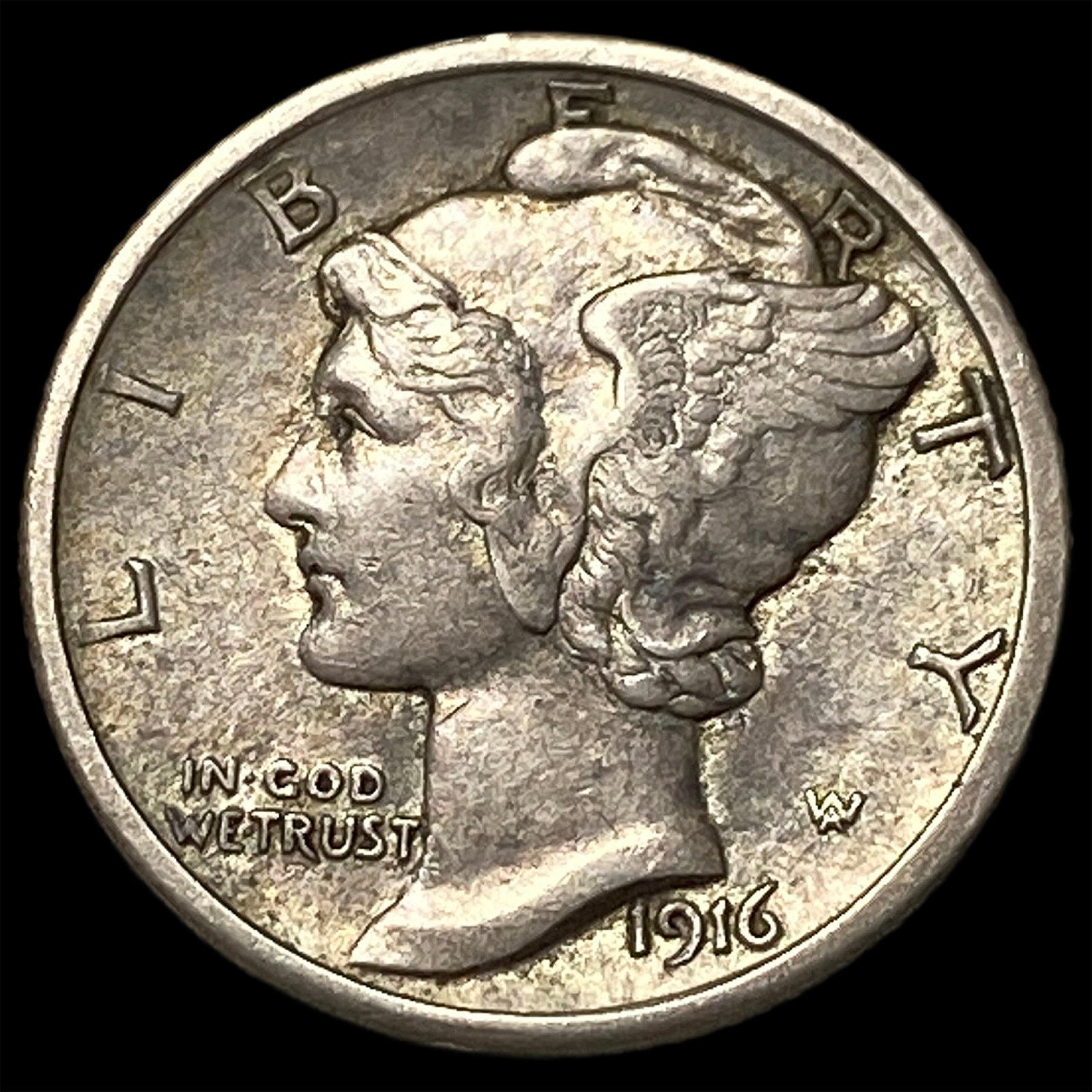 1916-S Silver Mercury Dime CLOSELY UNCIRCULATED (1 of 2)