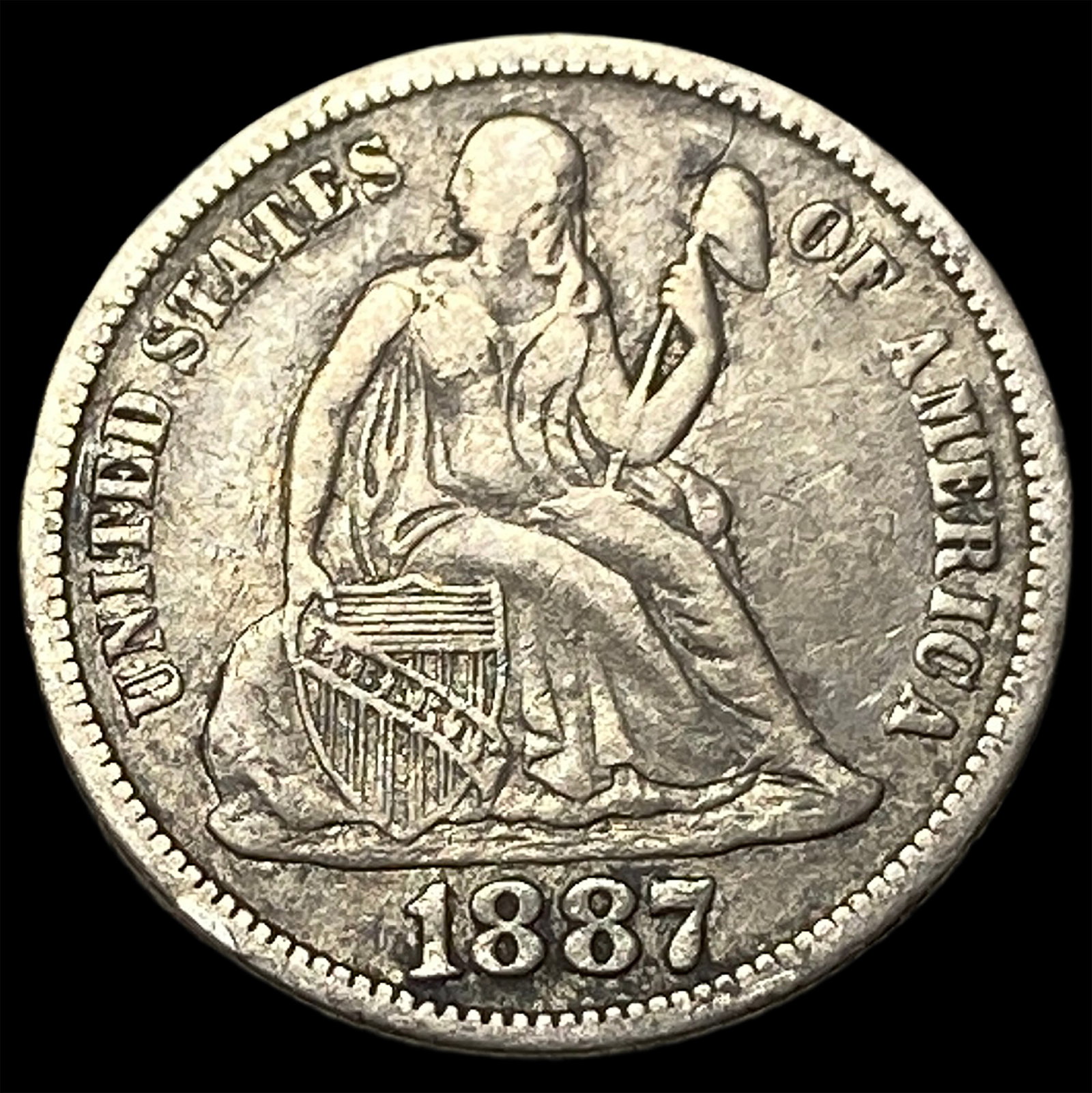 1887 Seated Liberty Dime CLOSELY UNCIRCULATED: 1887 Seated Liberty Dime CLOSELY UNCIRCULATED