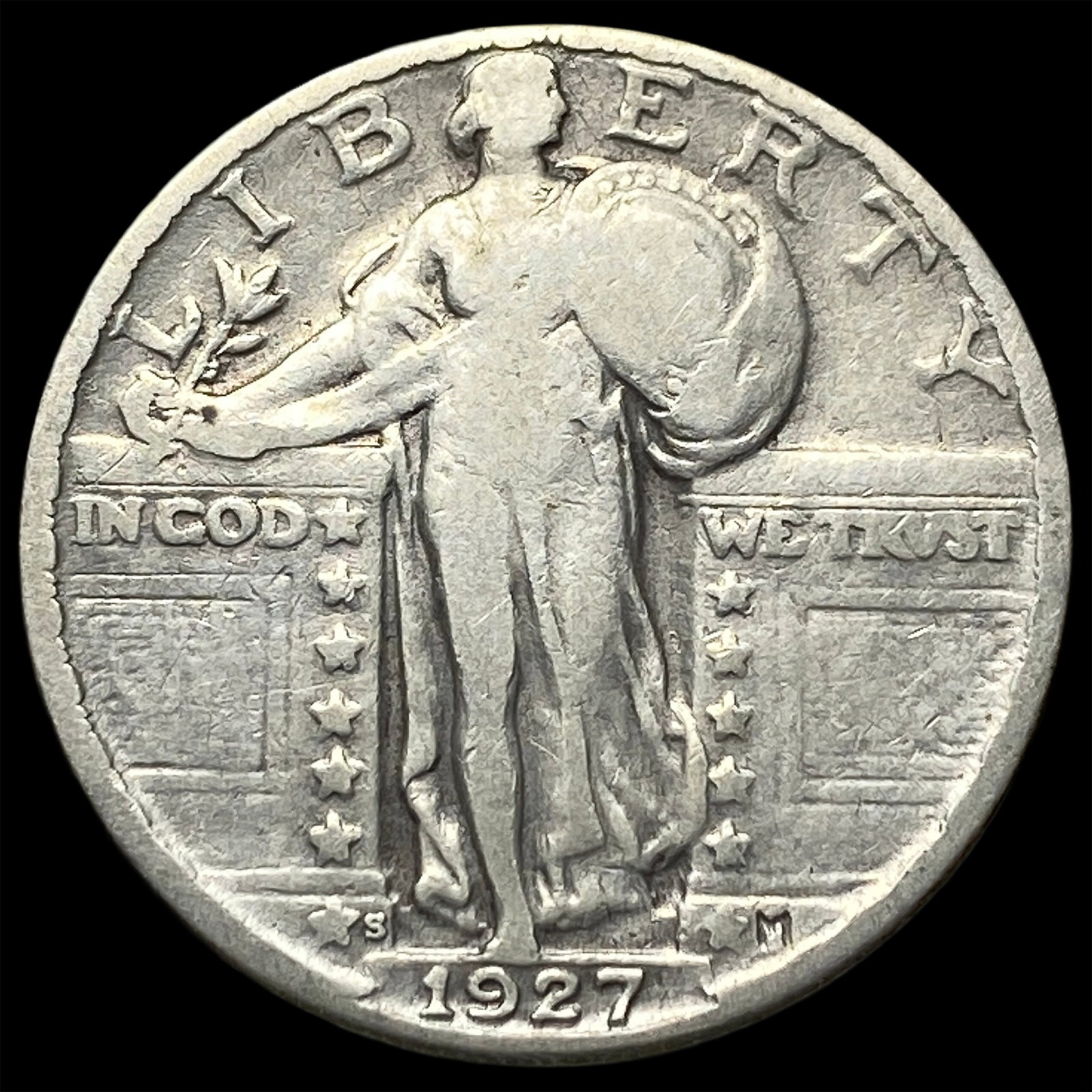 1927-S Silver Standing Liberty Quarter NEARLY UNCIRCULATED: 1927-S Silver Standing Liberty Quarter NEARLY UNCIRCULATED