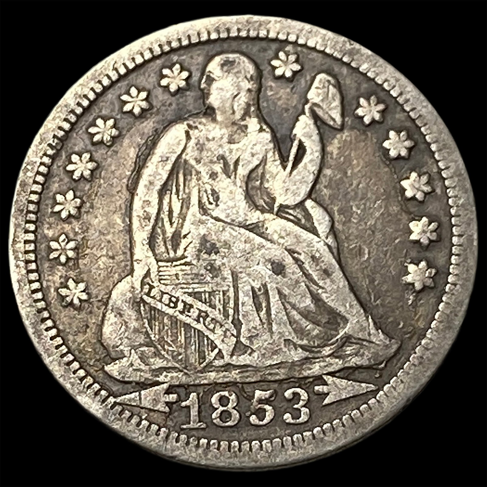 1853 Arrows Seated Liberty Dime LIGHTLY CIRCULATED: 1853 Arrows Seated Liberty Dime LIGHTLY CIRCULATED
