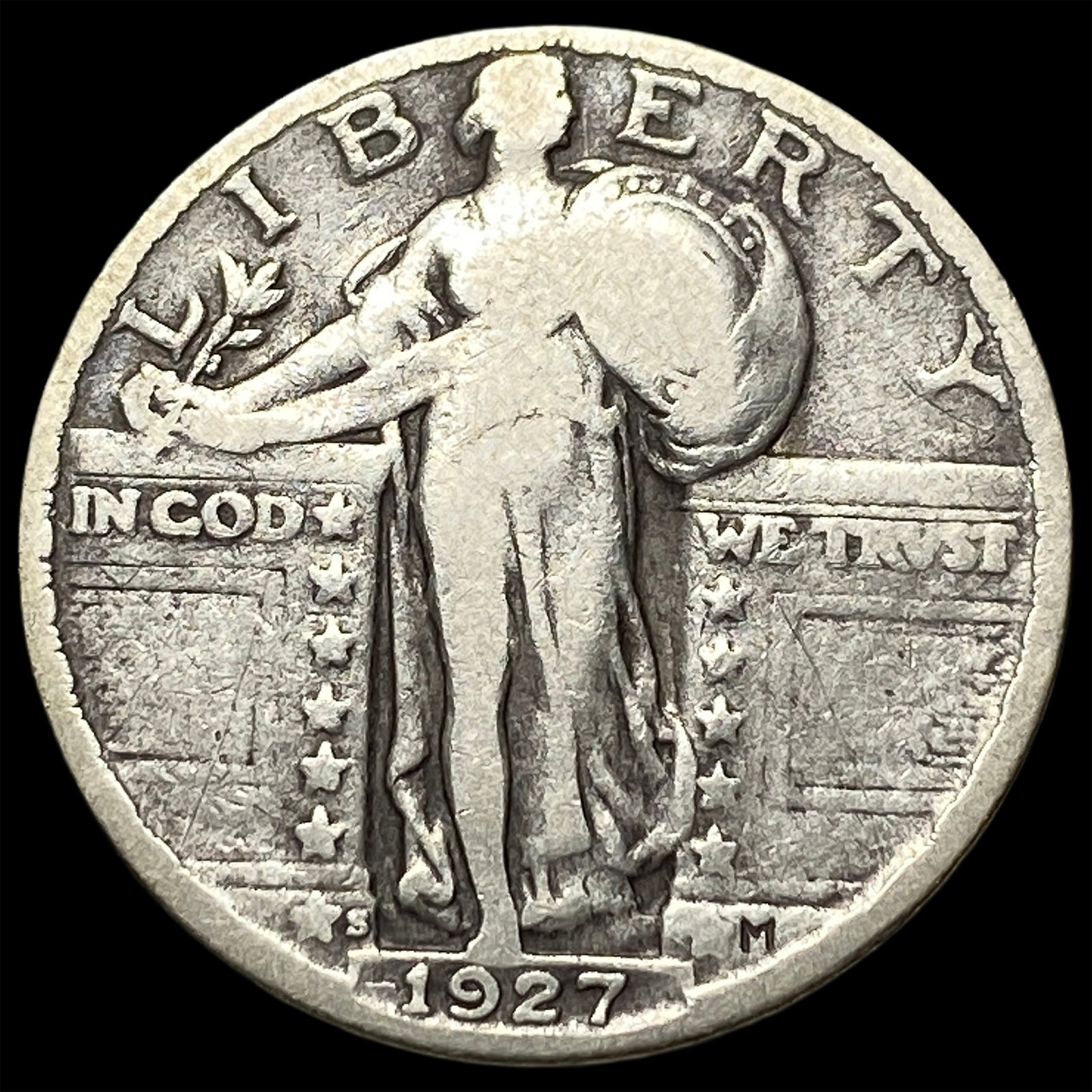 1927-S Silver Standing Liberty Quarter LIGHTLY CIRCULATED: 1927-S Silver Standing Liberty Quarter LIGHTLY CIRCULATED