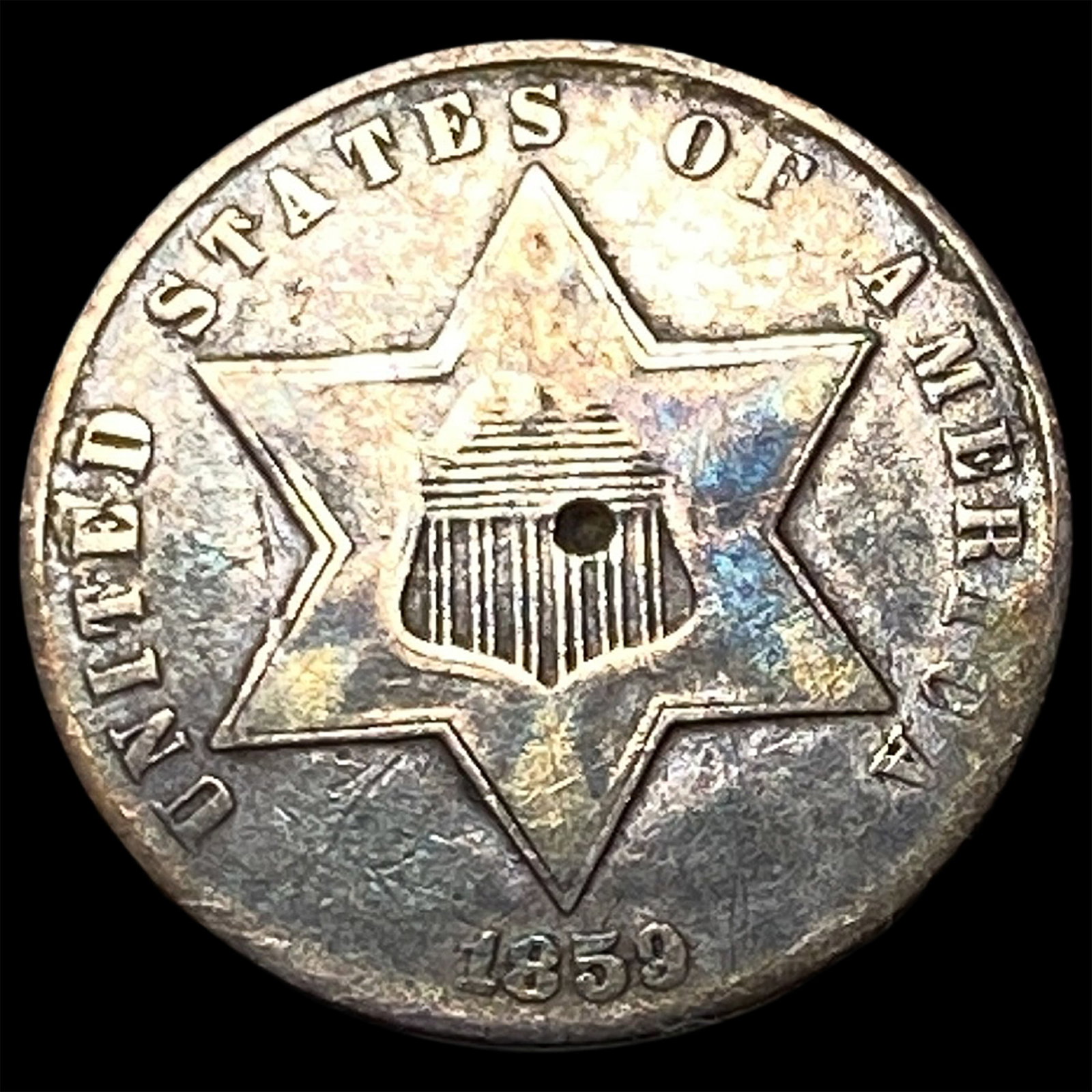 1859 Silver Three-Cent Piece LIGHTLY CIRCULATED: 1859 Silver Three-Cent Piece LIGHTLY CIRCULATED
