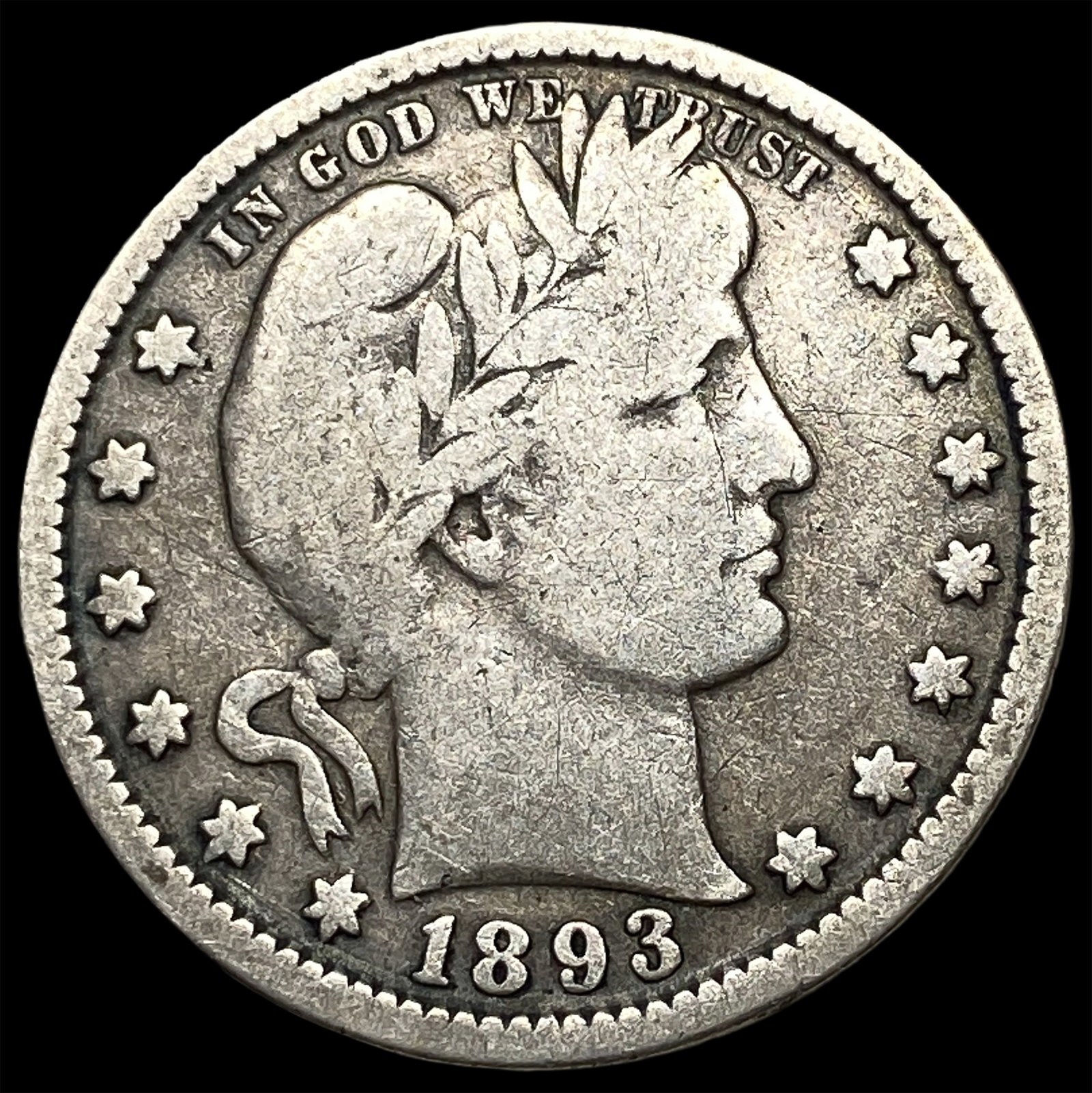 1893 Silver Barber Quarter LIGHTLY CIRCULATED: 1893 Silver Barber Quarter LIGHTLY CIRCULATED