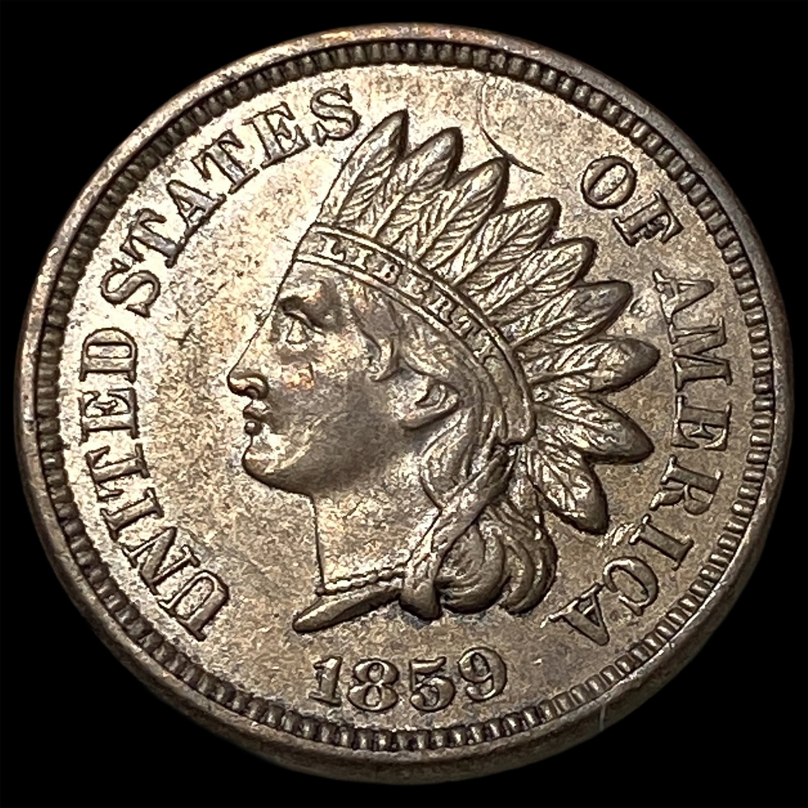 1859 BN Copper-Nickel Indian Head Cent CHOICE AU: 1859 BN Copper-Nickel Indian Head Cent CHOICE AU