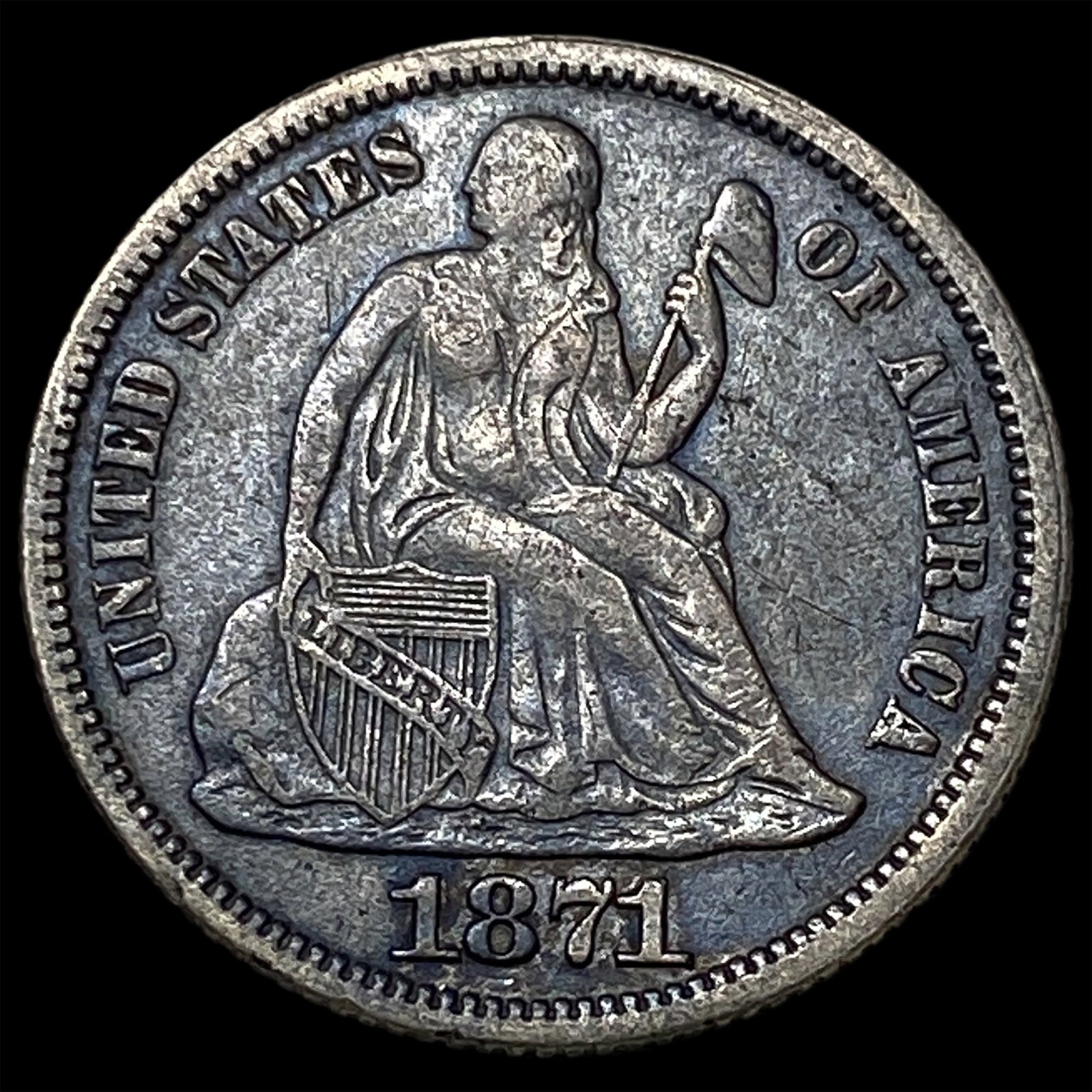 1871 Seated Liberty Dime CLOSELY UNCIRCULATED: 1871 Seated Liberty Dime CLOSELY UNCIRCULATED