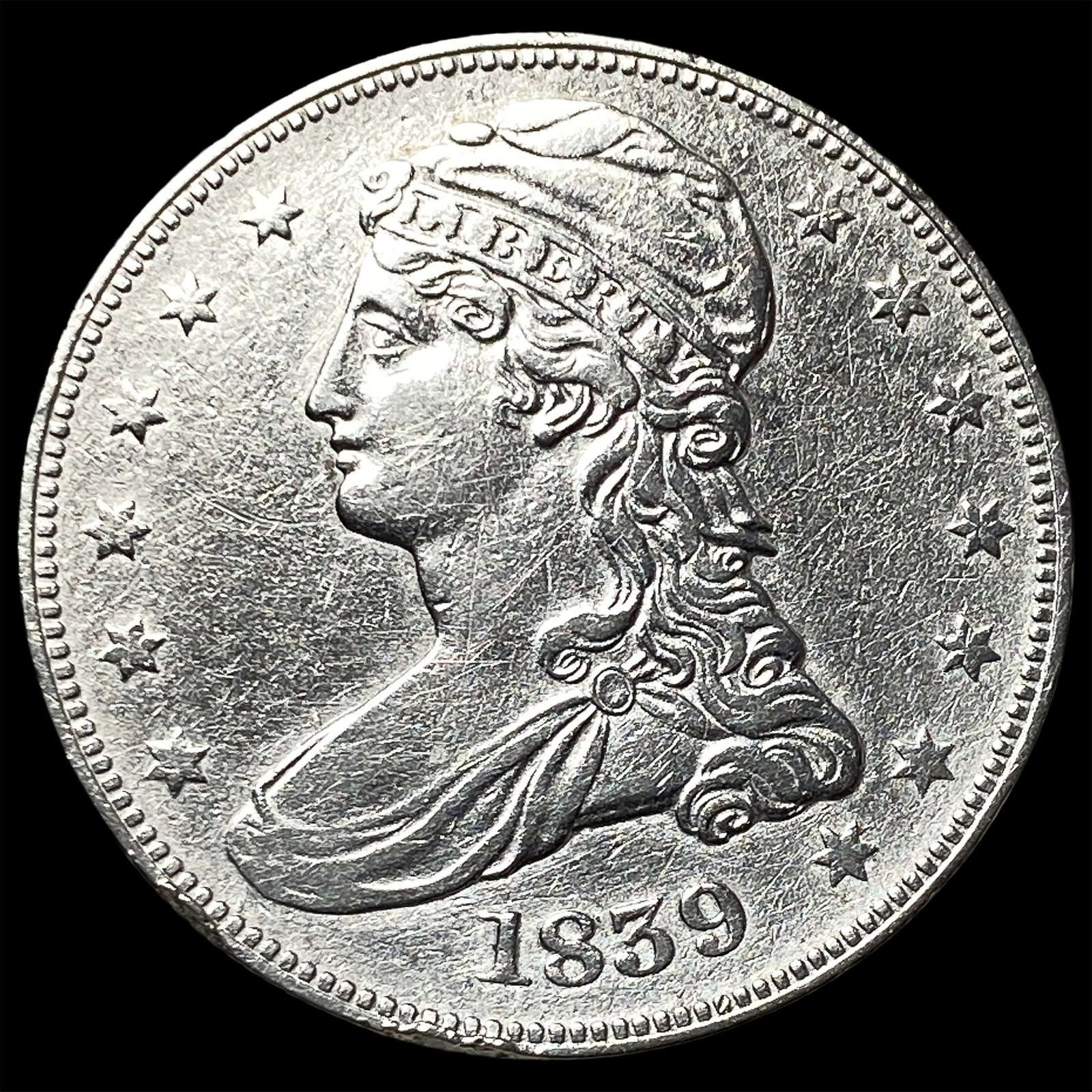 1839 Silver Half Dollar (Capped Bust) CHOICE AU: 1839 Silver Half Dollar (Capped Bust) CHOICE AU