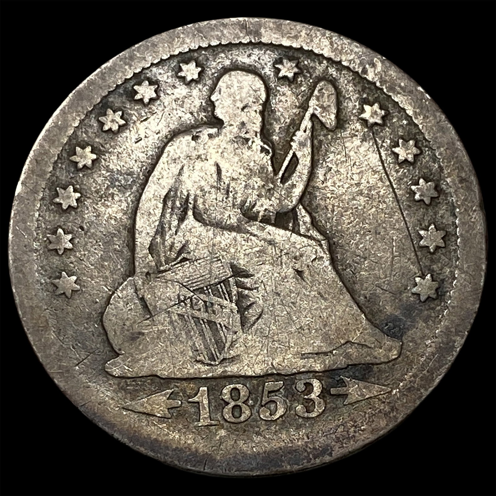 1853 Arrows Seated Liberty Quarter LIGHTLY CIRCULATED: 1853 Arrows Seated Liberty Quarter LIGHTLY CIRCULATED