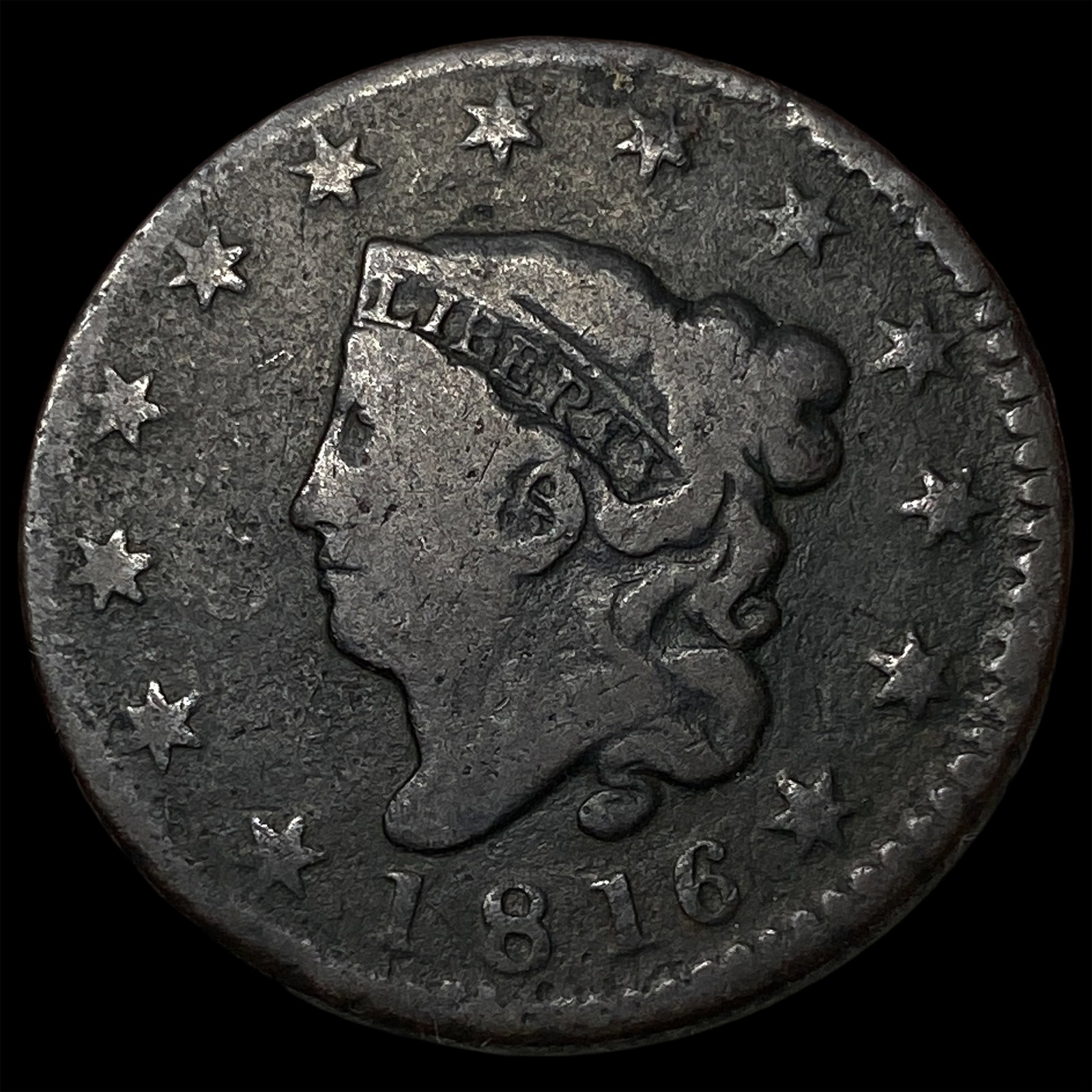 1816 Coronet Head Large Cent NICELY CIRCULATED: 1816 Coronet Head Large Cent NICELY CIRCULATED